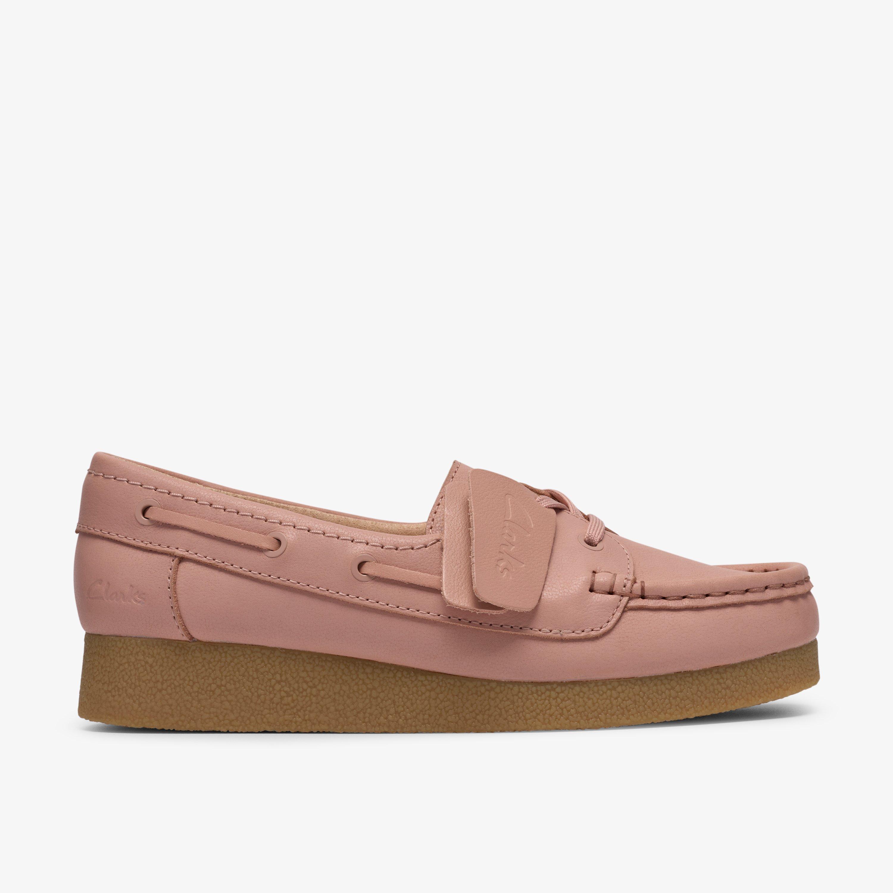 Wallabee EVO Sea Light Pink Leather Boat Shoes Loafers Slip Ons Wallabee, view 1 of 8