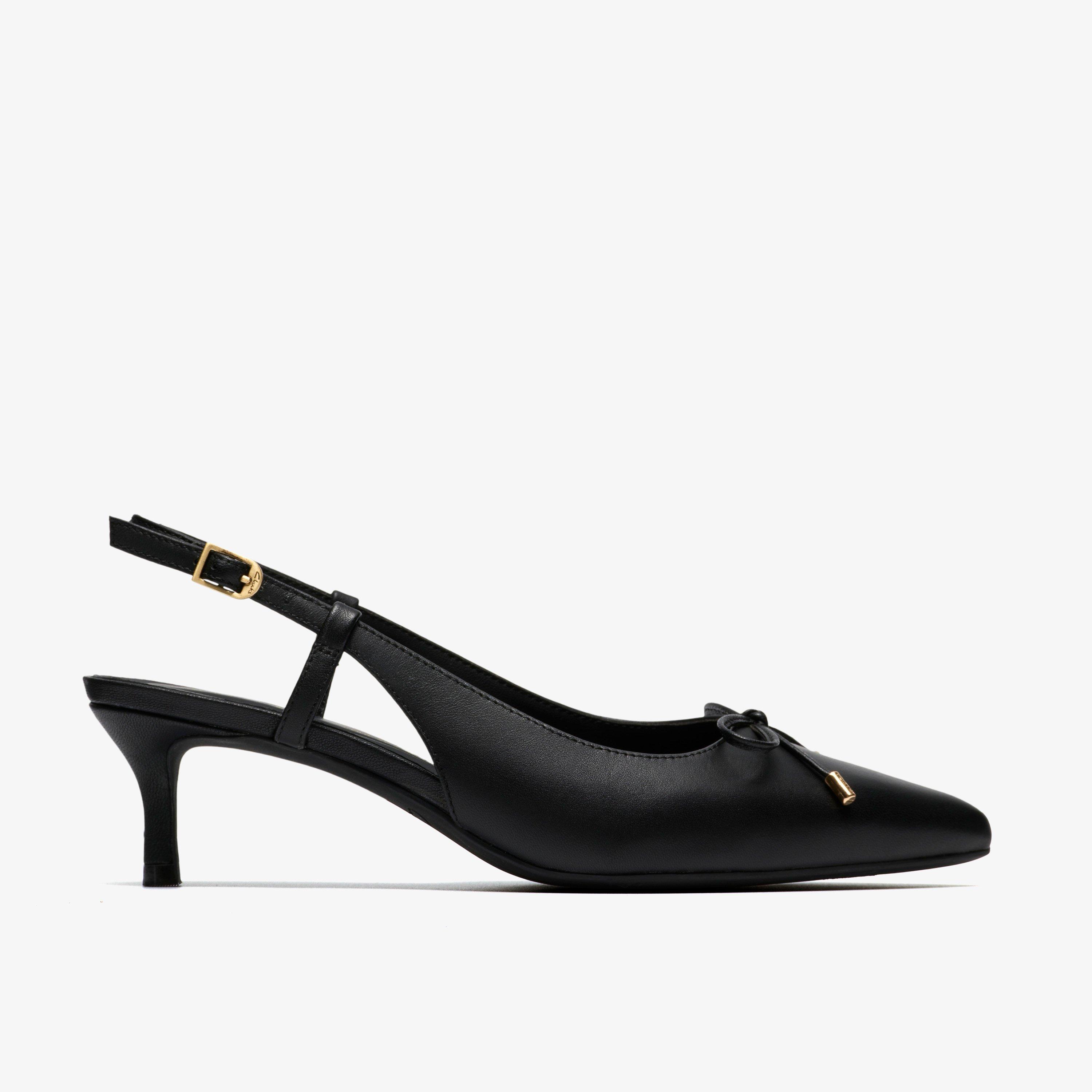 Zarey Bow Black Leather Pumps, view 1 of 6