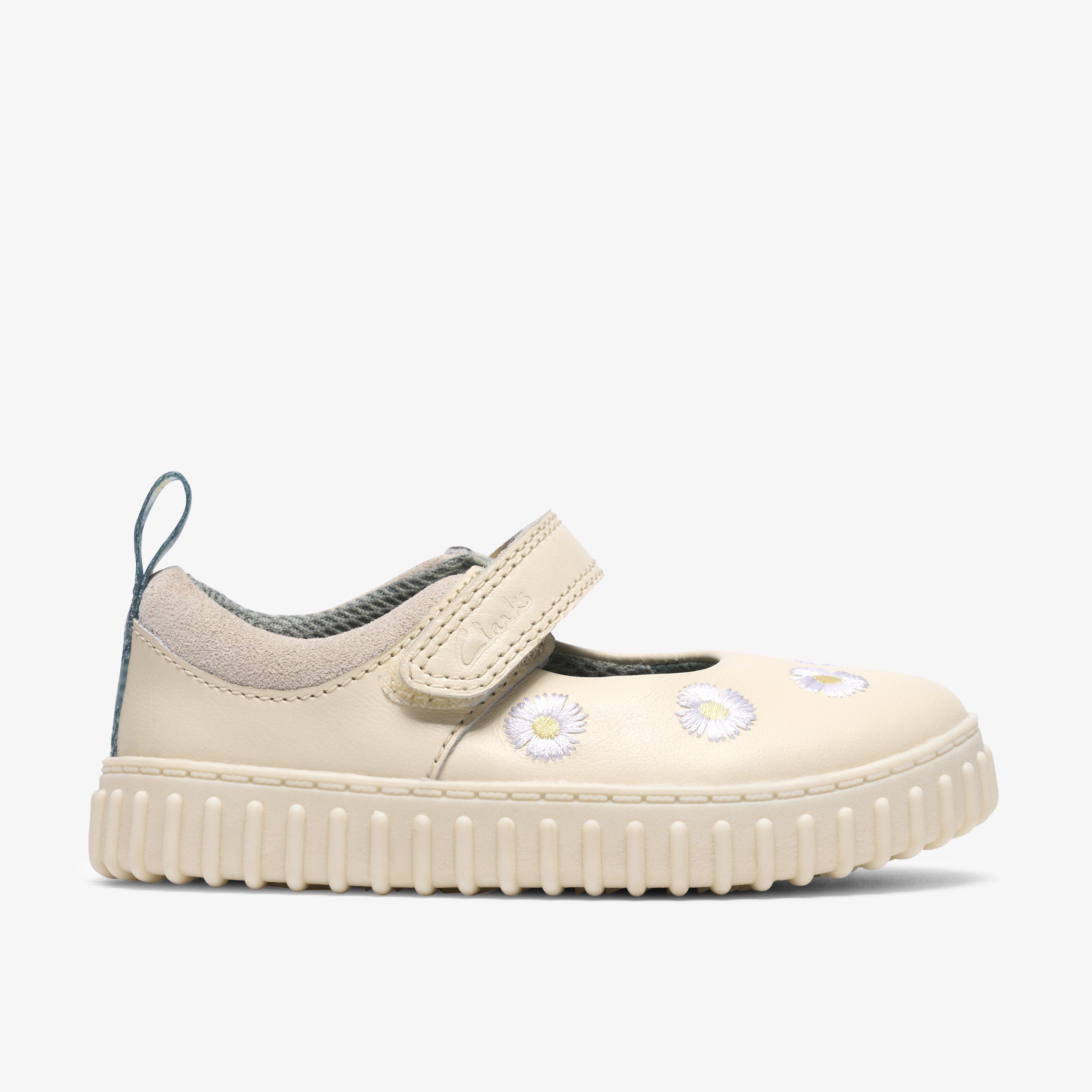 Cove Flower Toddler Cotton Leather Trainers, view 1 of 6