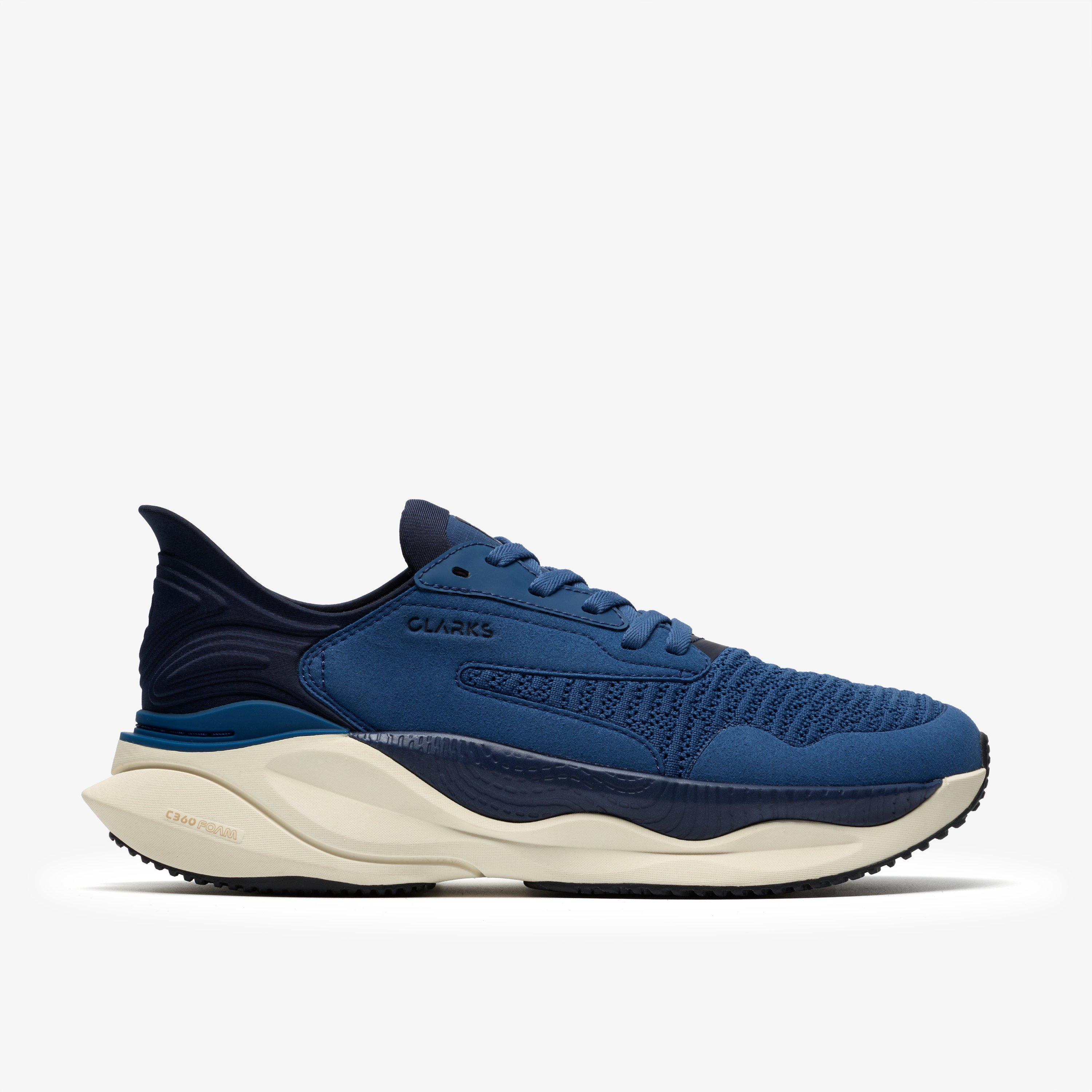 Clarks Pace Blue Trainers, view 1 of 6