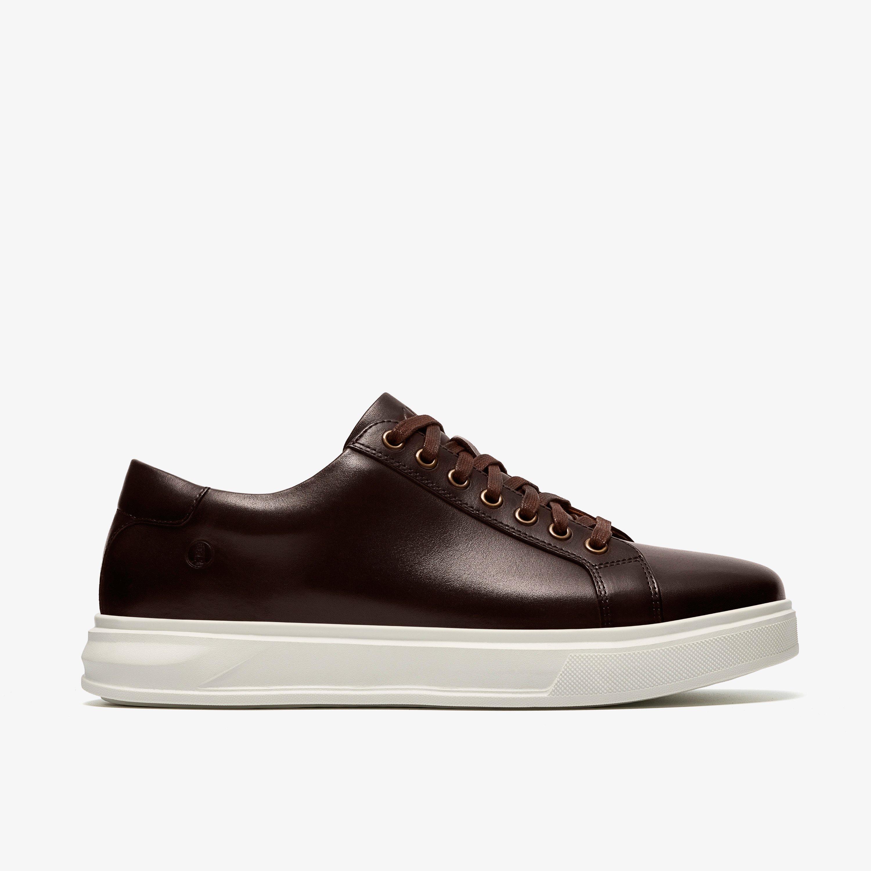 Goswell Tie Brown Leather Trainers Lace Up, view 1 of 6