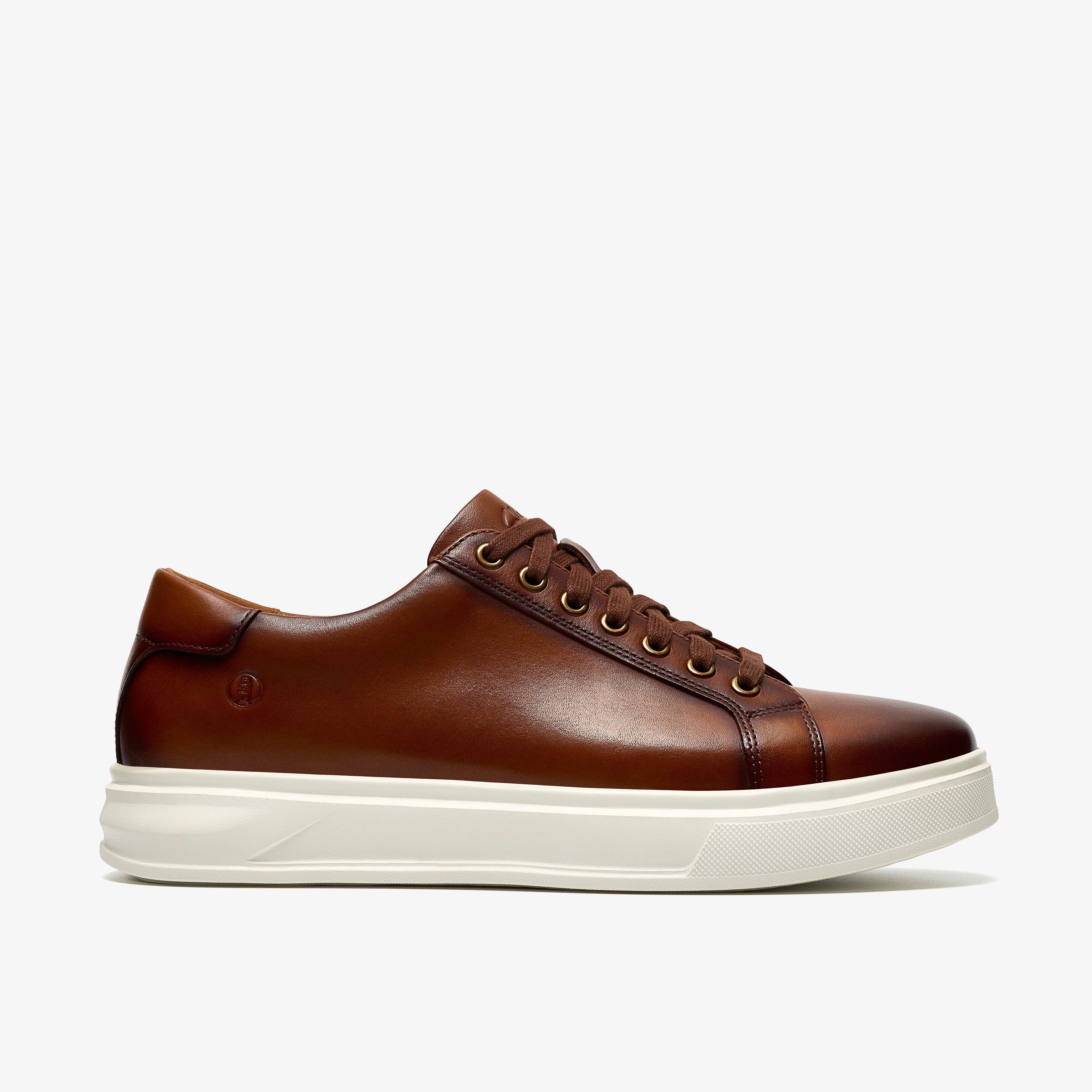 Goswell Tie Tan Leather Trainers Lace Up, view 1 of 6