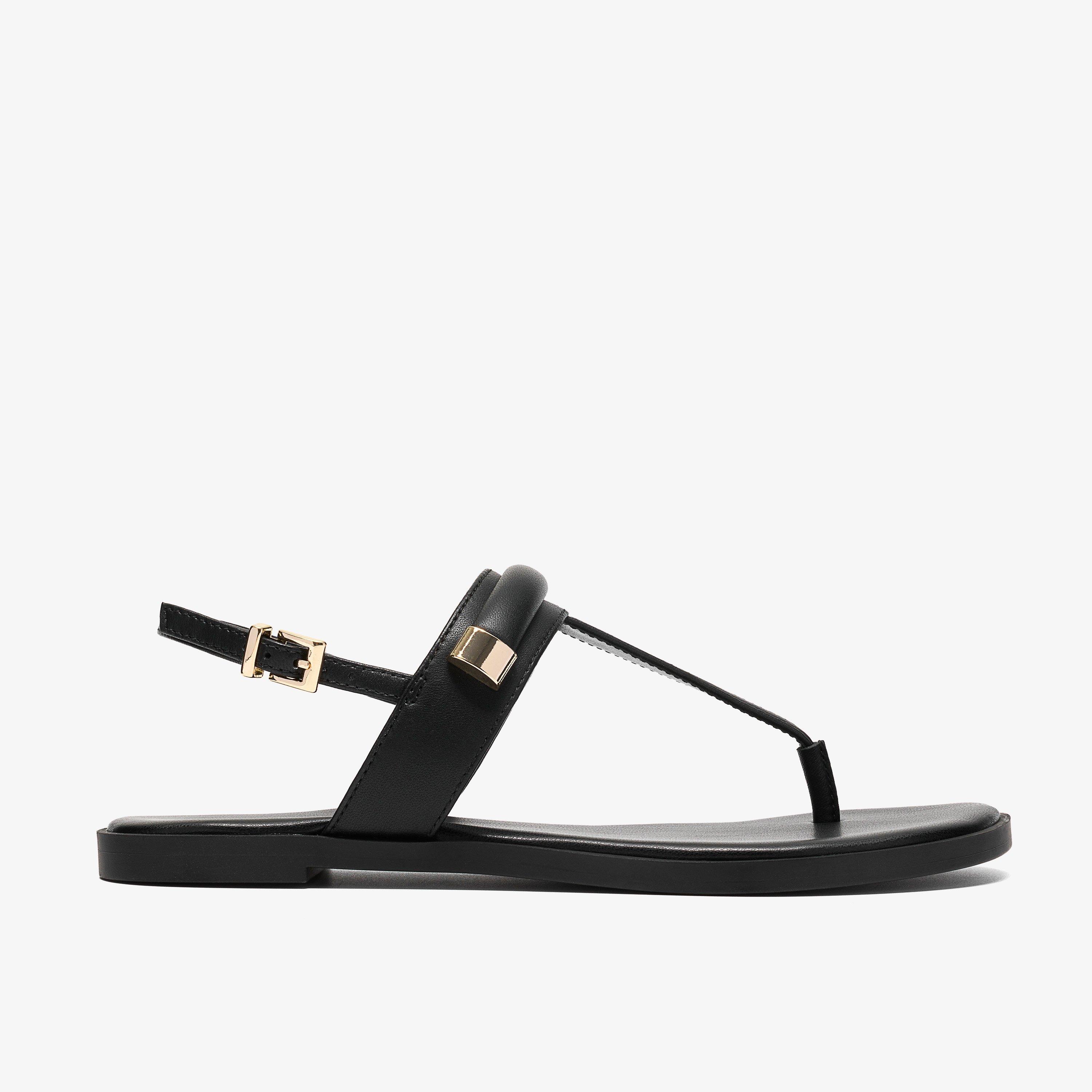 Erisia Post White Leather Flat Sandals, view 1 of 6