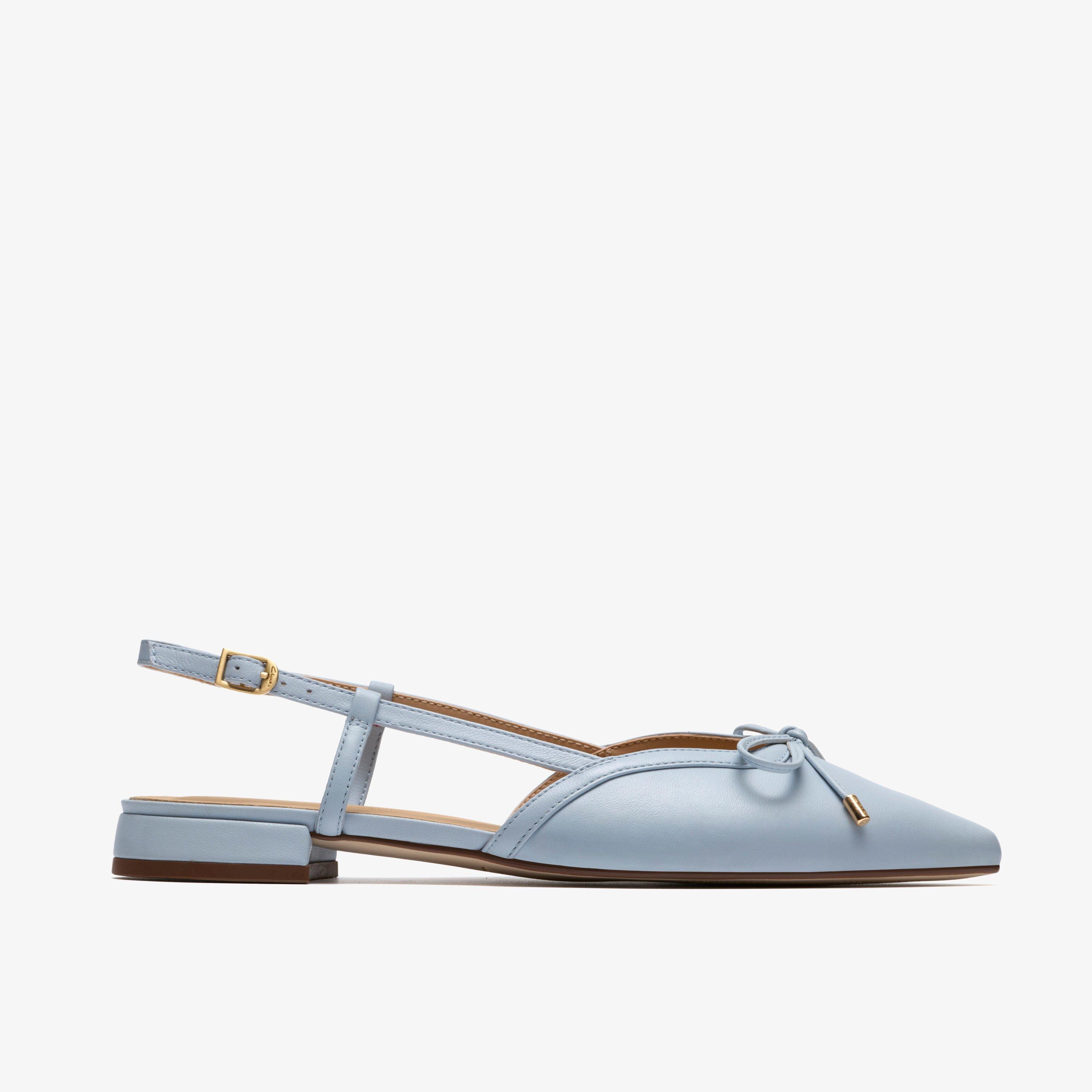 Sensa15 Bow Light Blue Leather Court Shoes Sling Back, view 1 of 6
