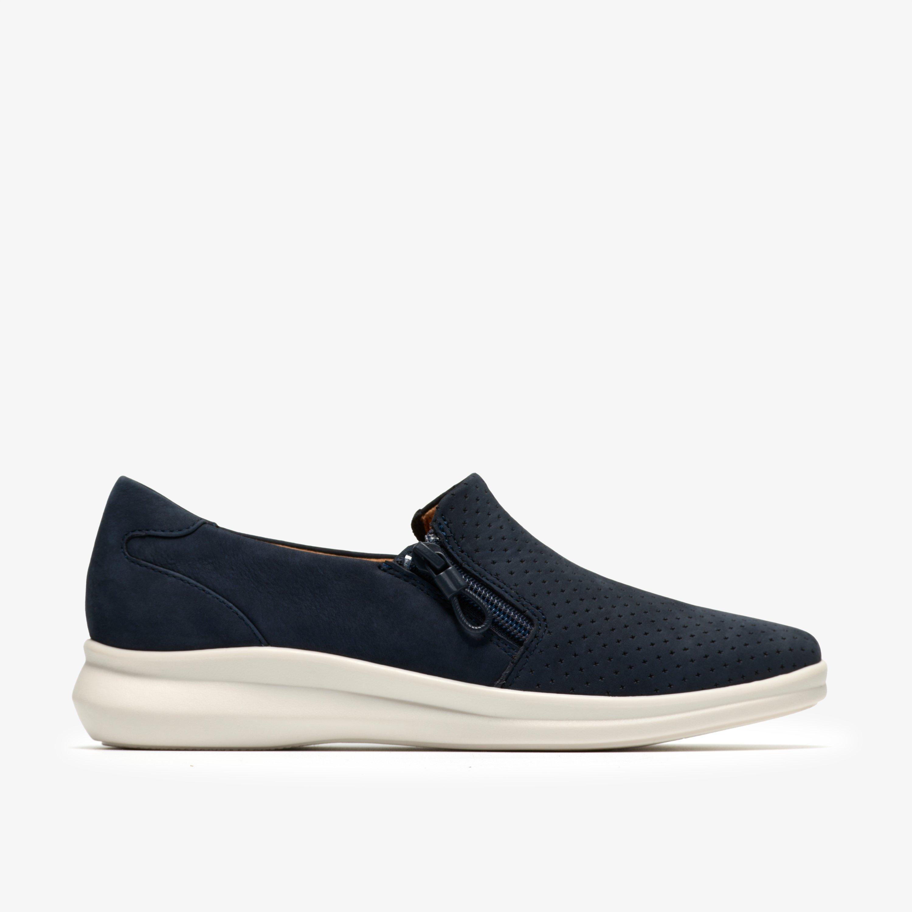 Lynell Sky Navy Nubuck Slip Ons, view 1 of 6