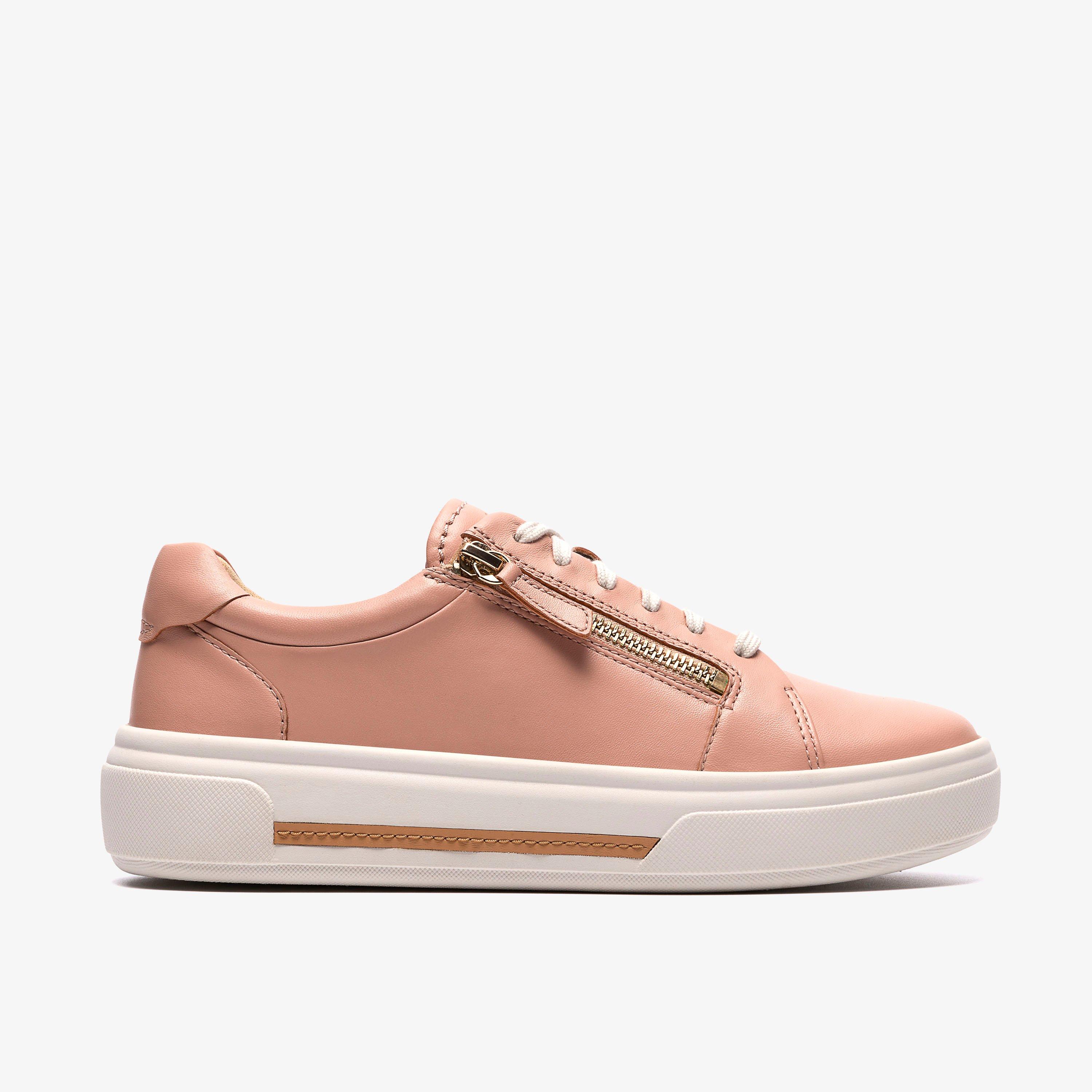 Hollyrose Zip Light Pink Leather Trainers, view 1 of 6