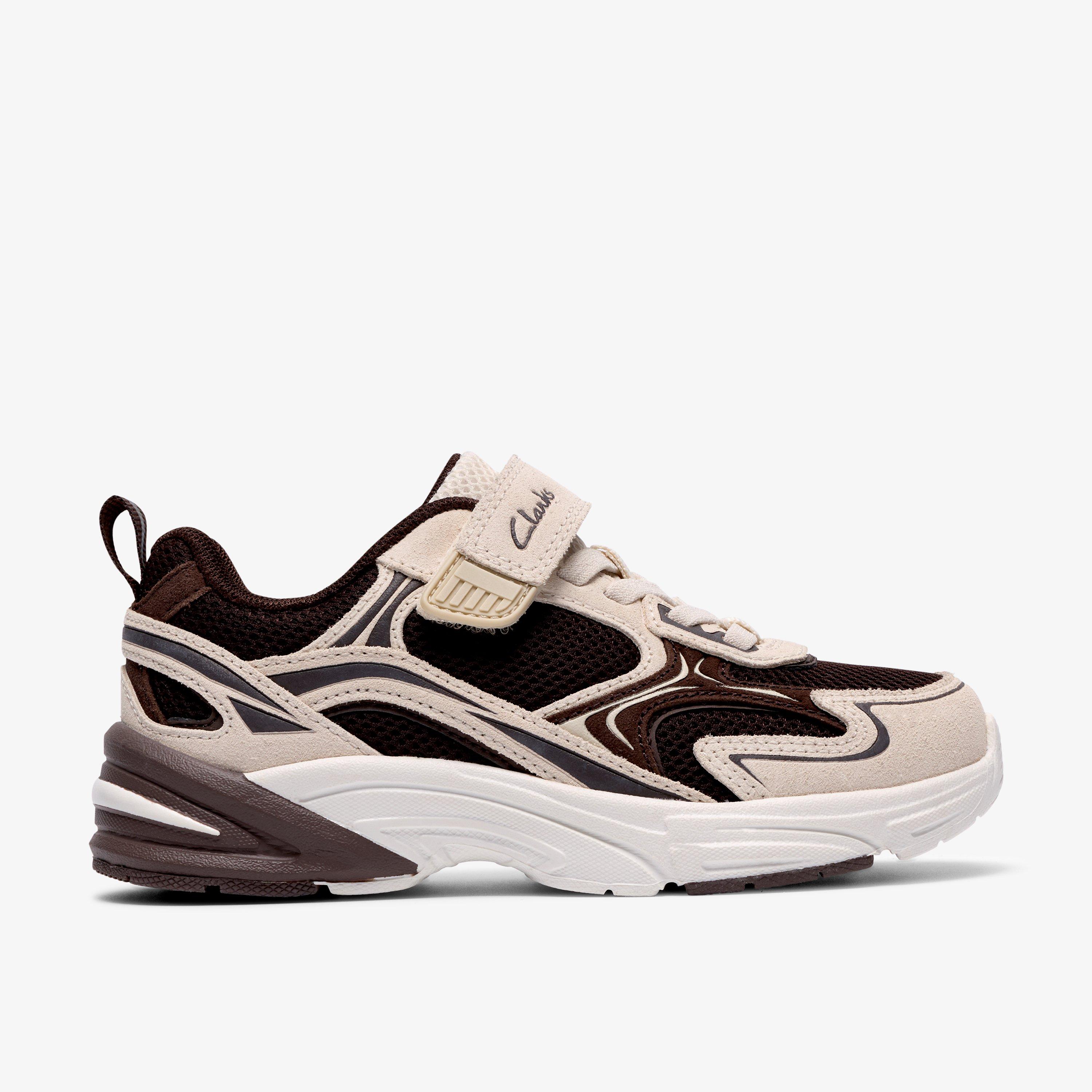 Crafton Vibe Kid Brown Combination Suede Trainers Riptape, view 1 of 6