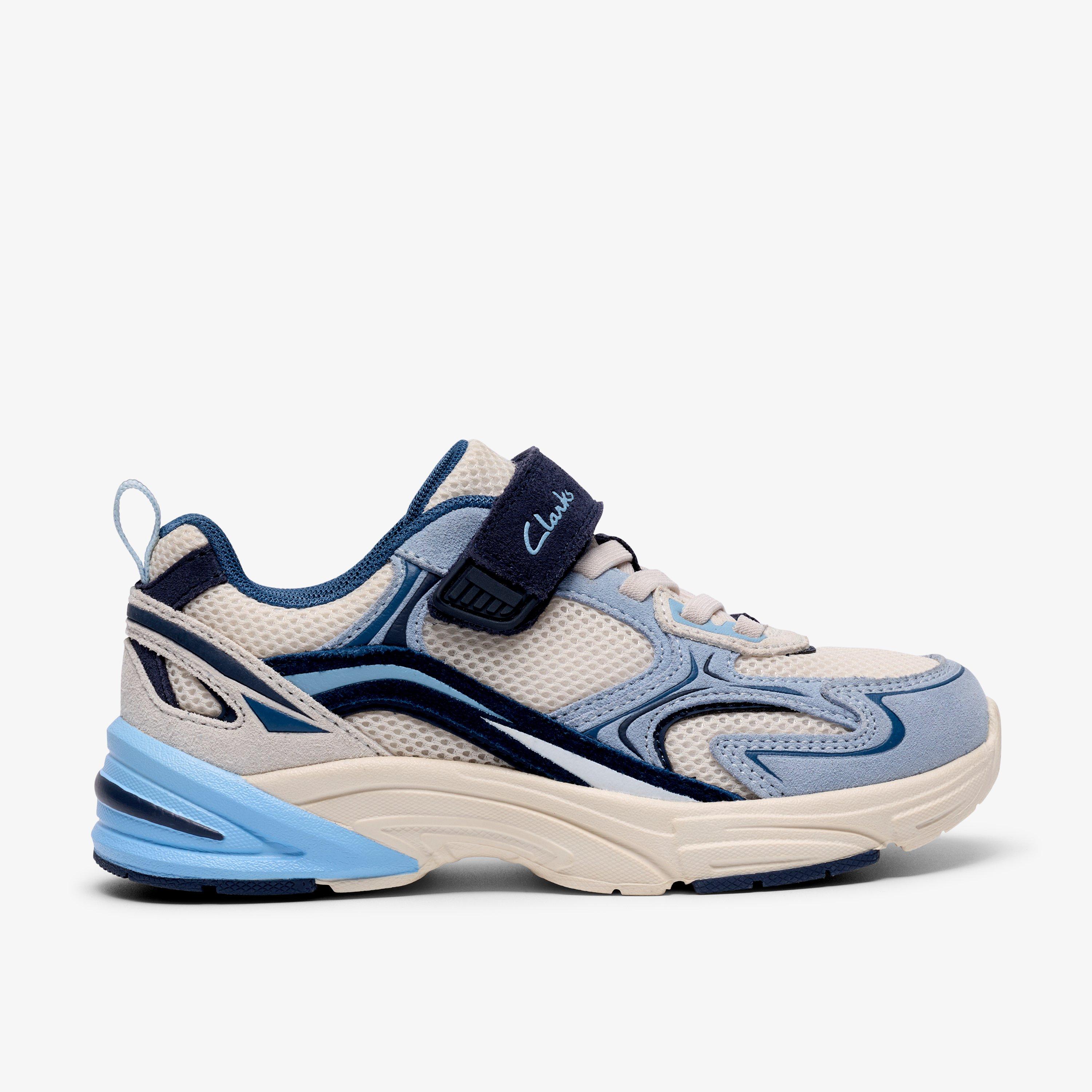 Crafton Vibe Kid Pale Blue Combination Trainers Riptape, view 1 of 6