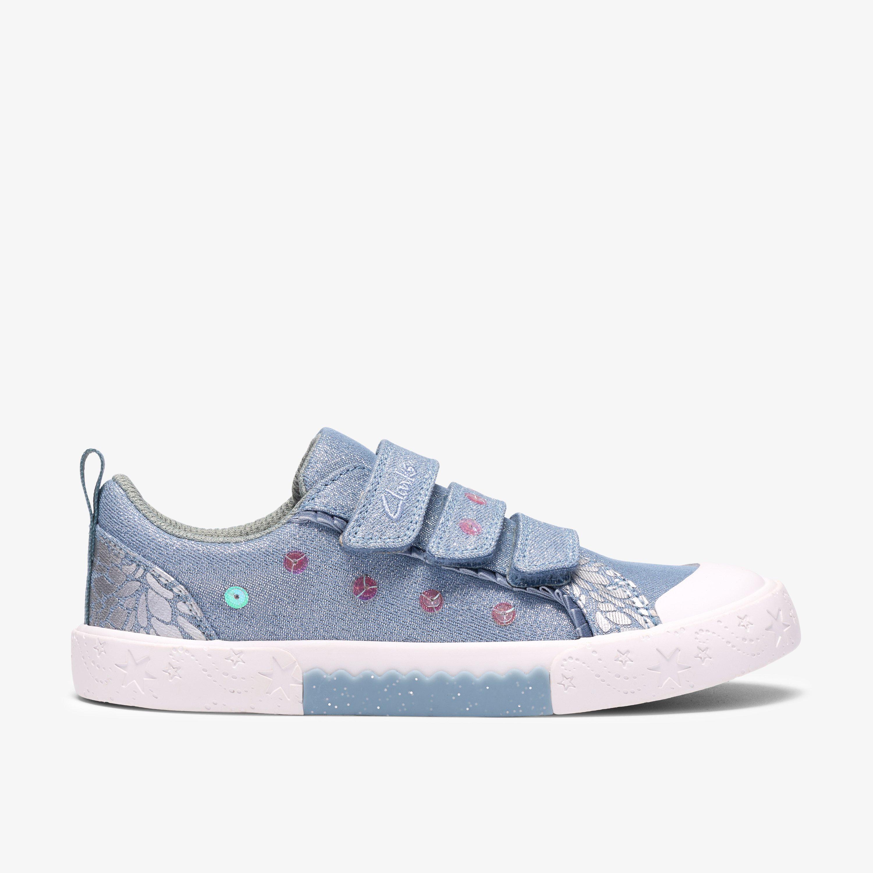 Foxing Trim Kid Denim Canvas Canvas Trainers Riptape, view 1 of 6