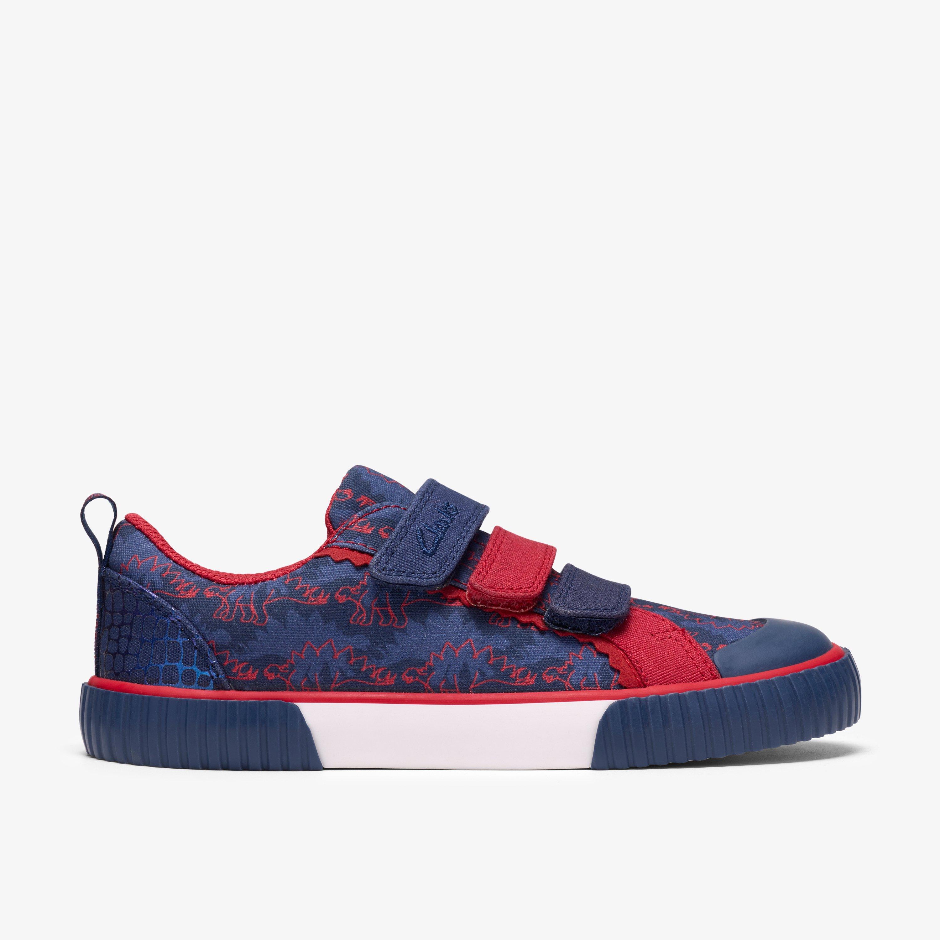 Foxing Tri Kid Navy/Red Canvas Trainers Riptape, view 1 of 6