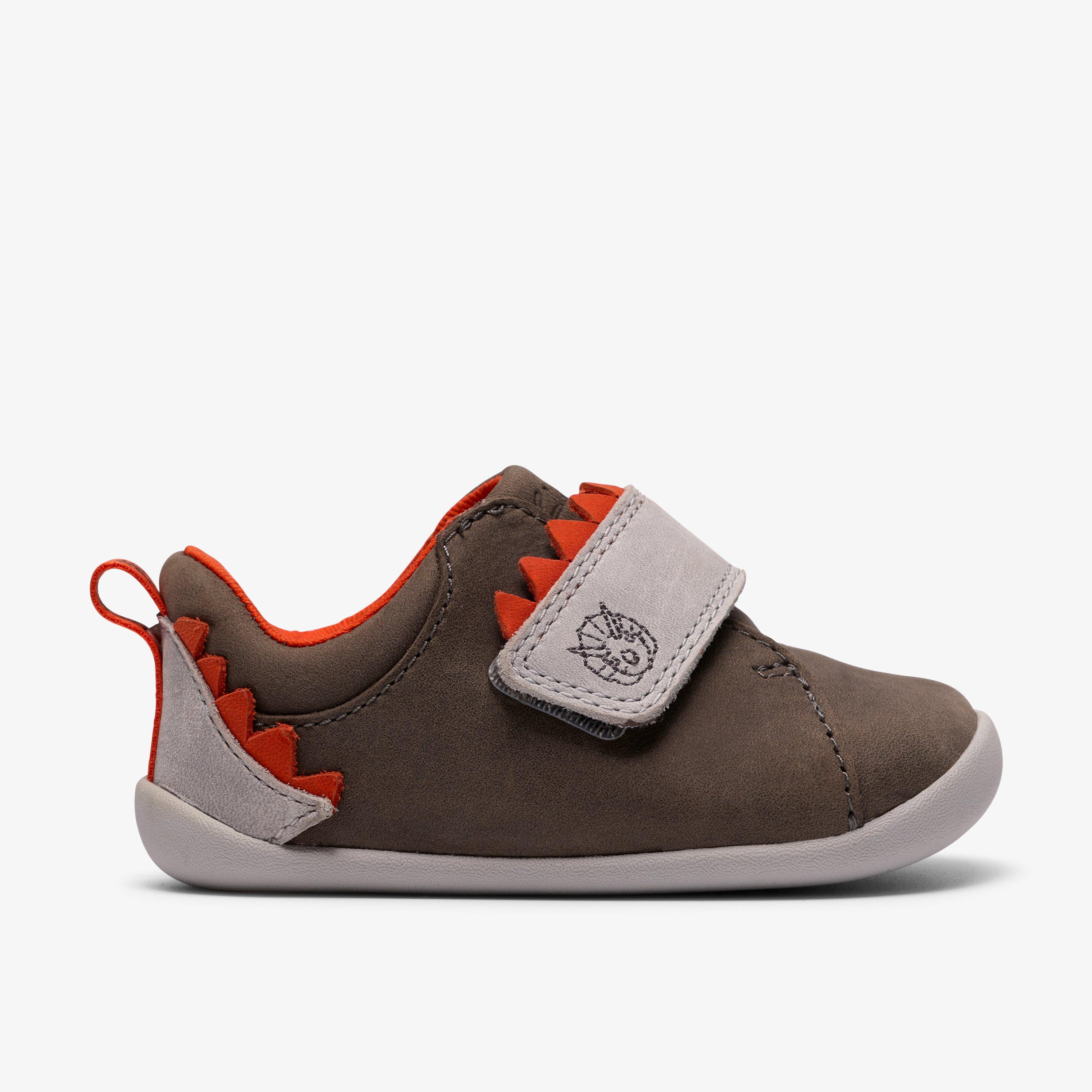 Roamer Rex Toddler Grey Combination Leather Pre Walker Trainers Riptape, view 1 of 6