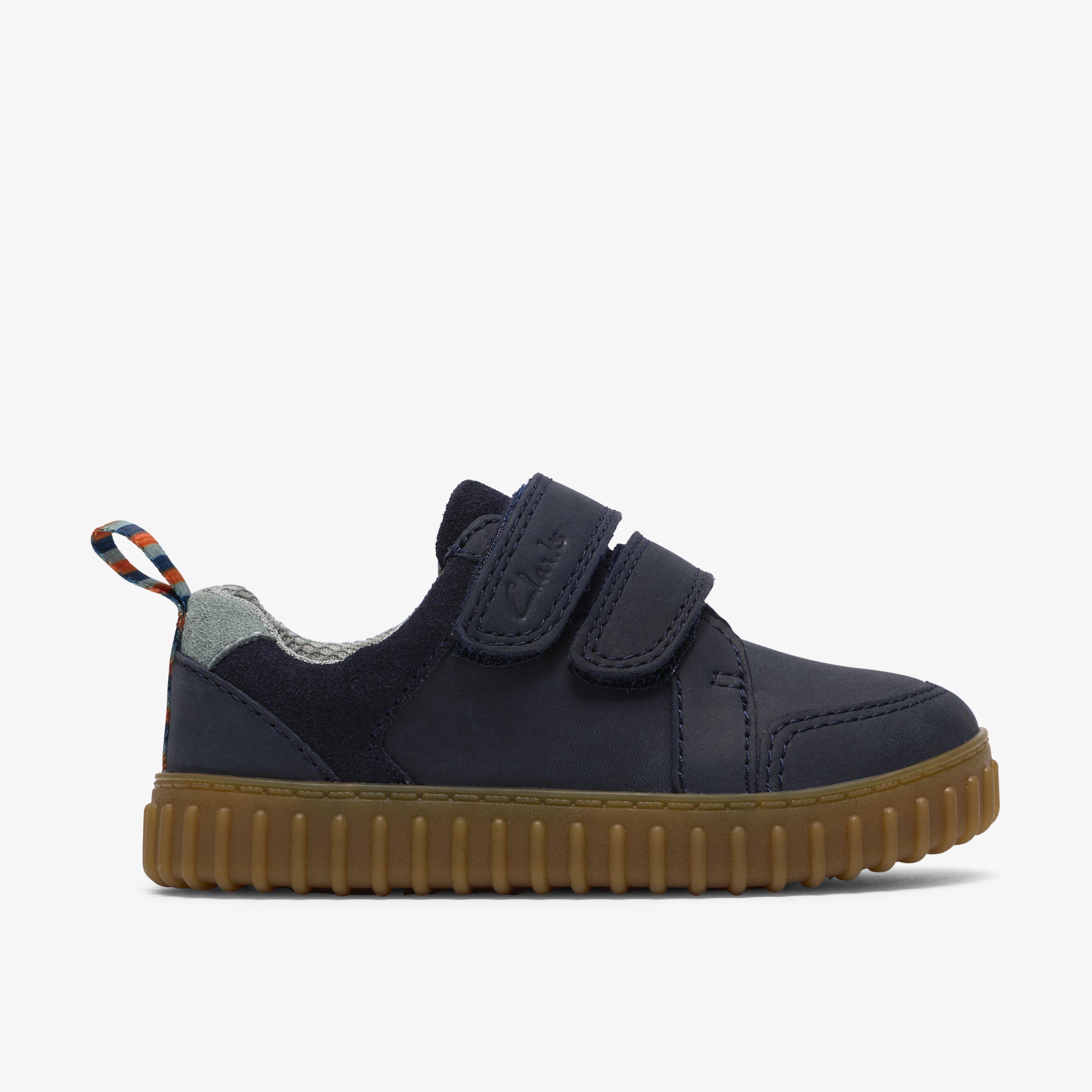 Cove Pop Toddler Navy Leather Trainers Riptape, view 1 of 6