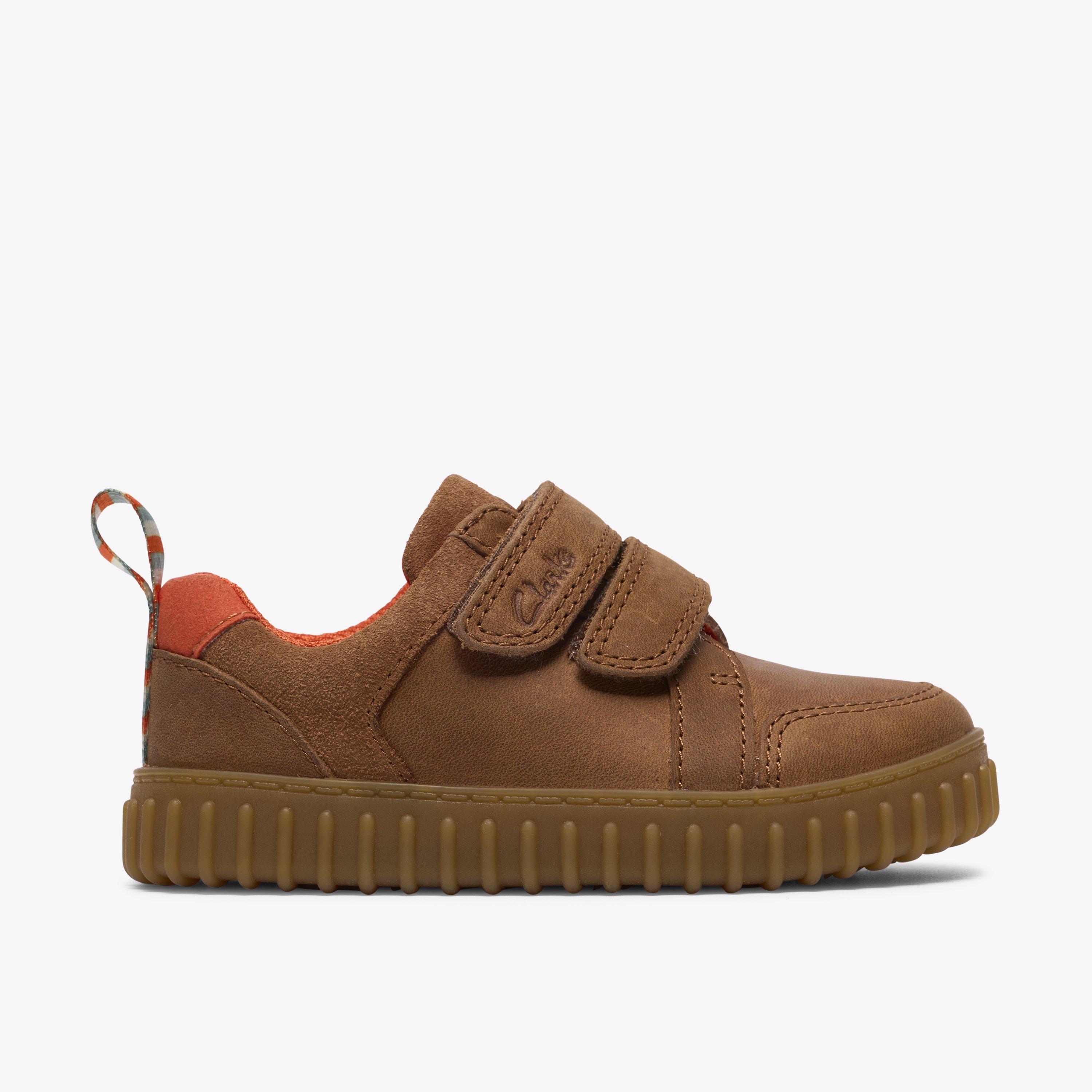 Cove Pop Toddler Tan Leather Trainers Riptape, view 1 of 6