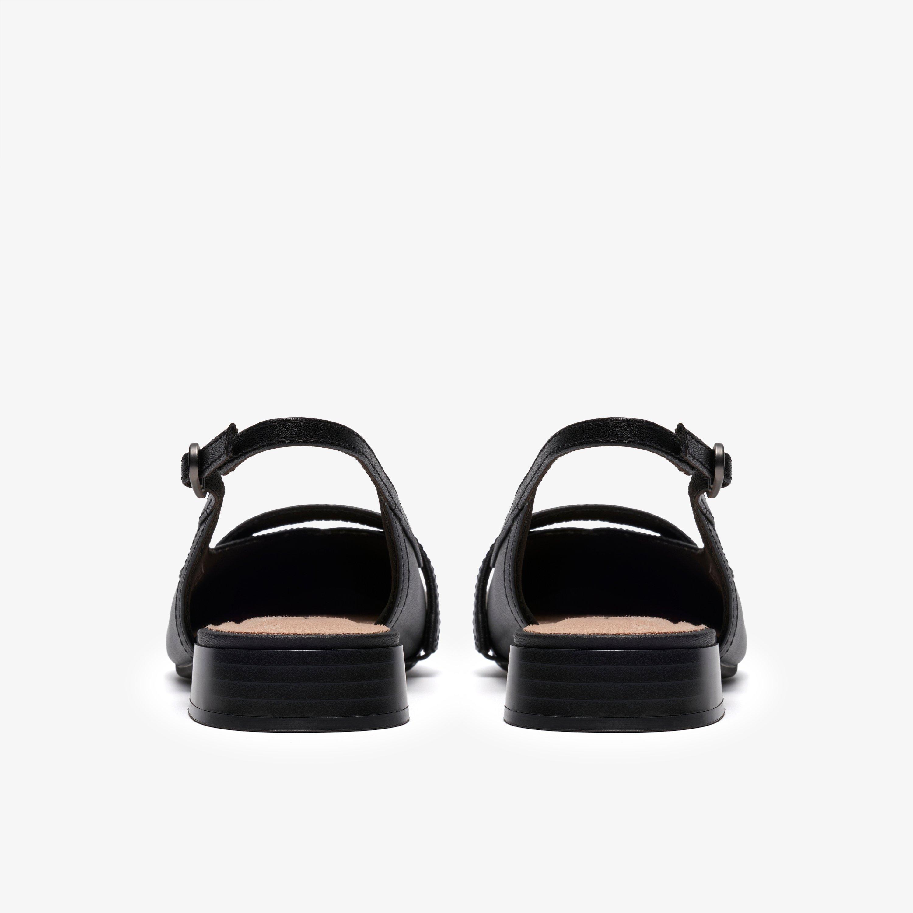 Natalyn Sling Black Leather Court Shoes Sling Back, view 5 of 6