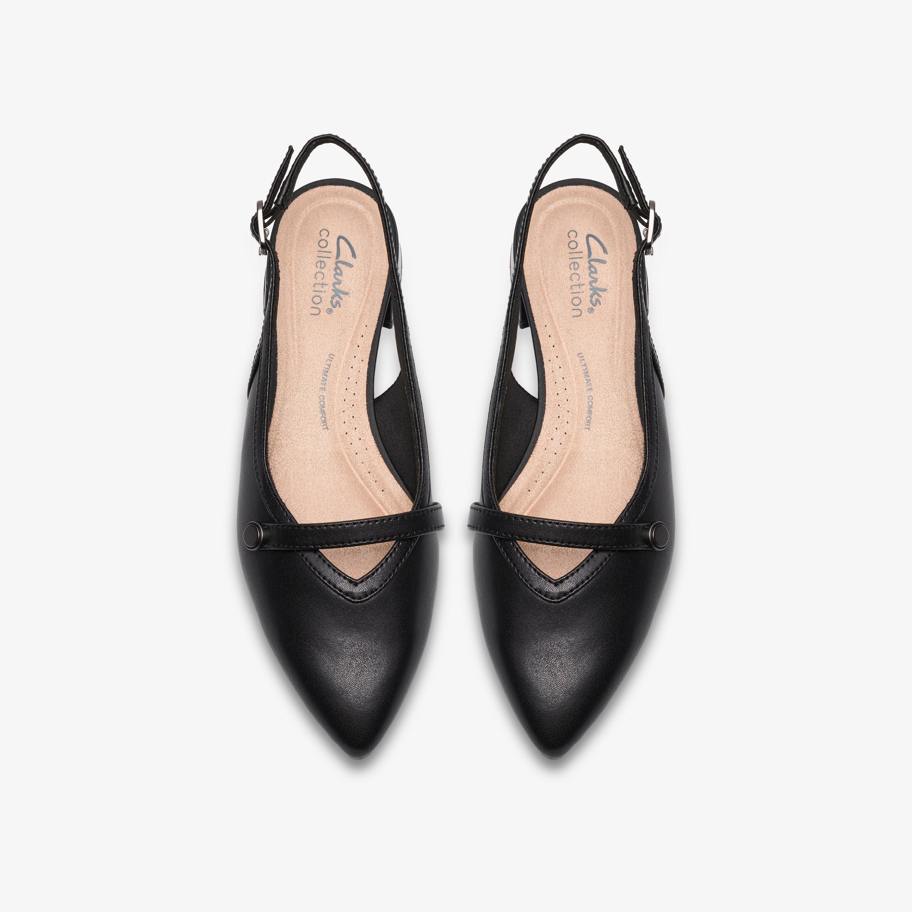 Natalyn Sling Black Leather Court Shoes Sling Back, view 6 of 6
