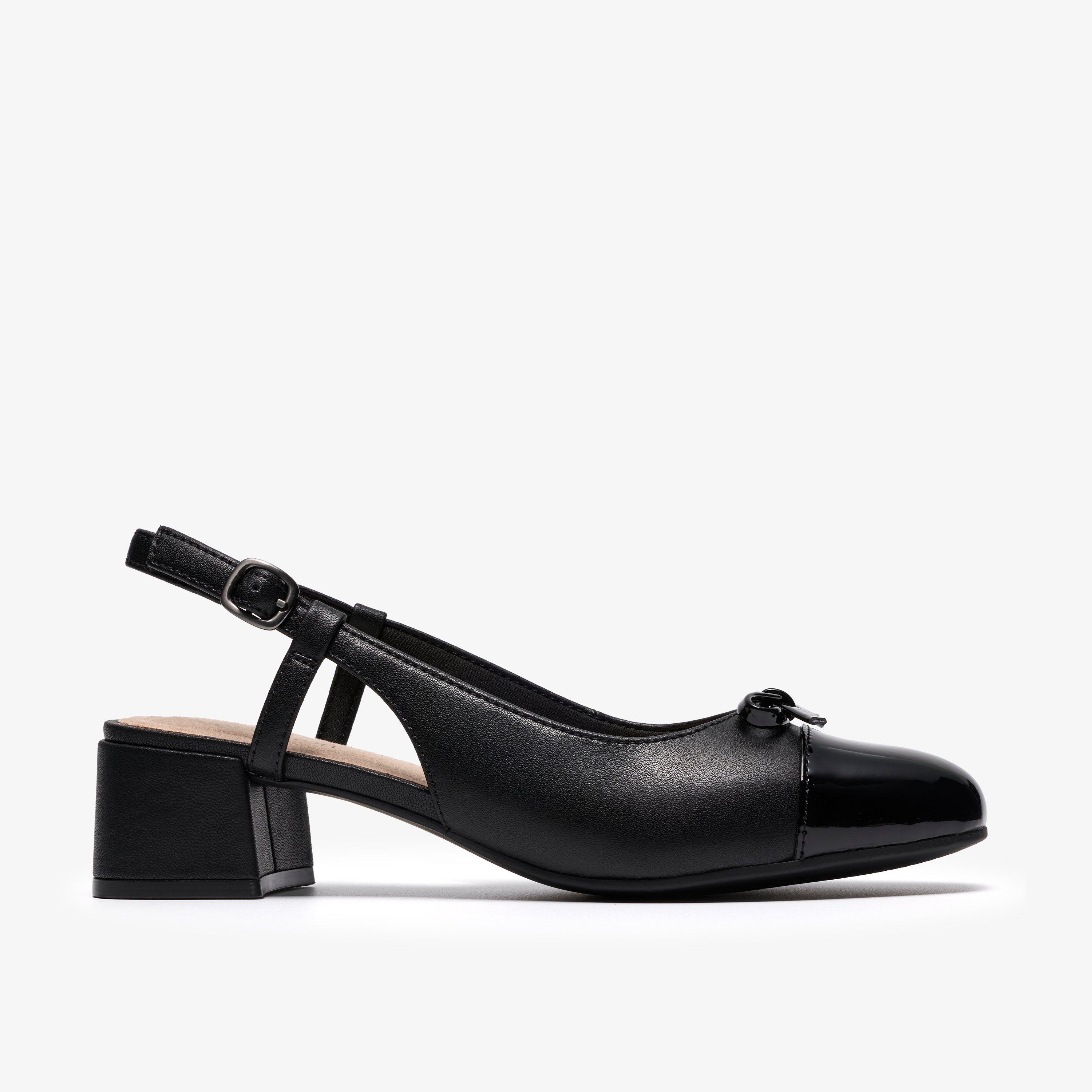 Iridessa Sling Black Leather Sling Back Heels, view 1 of 6