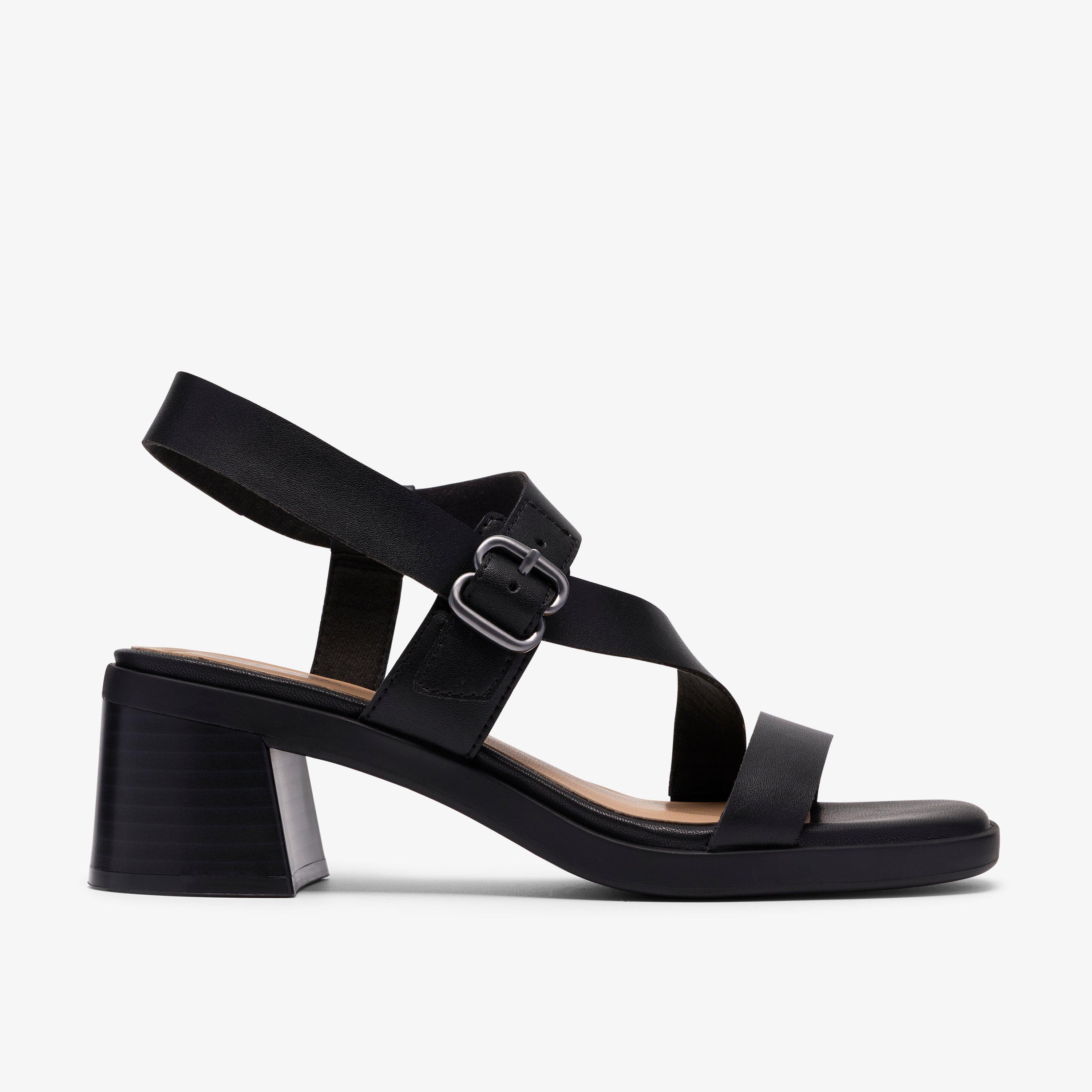 Jaylan Sol Black Leather Heeled Sandals, view 1 of 6