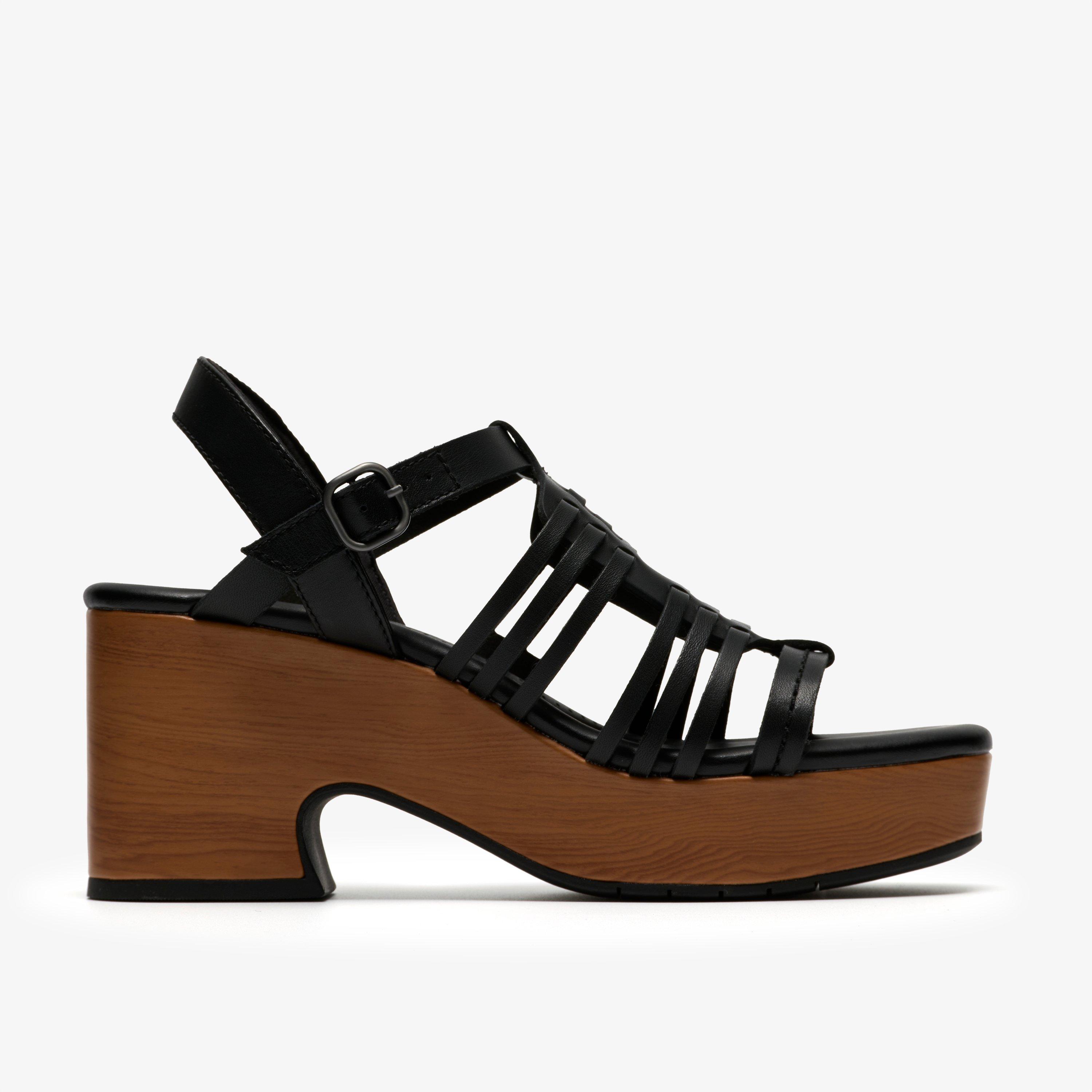 Nerisa May Black Leather Heeled Sandals, view 1 of 6