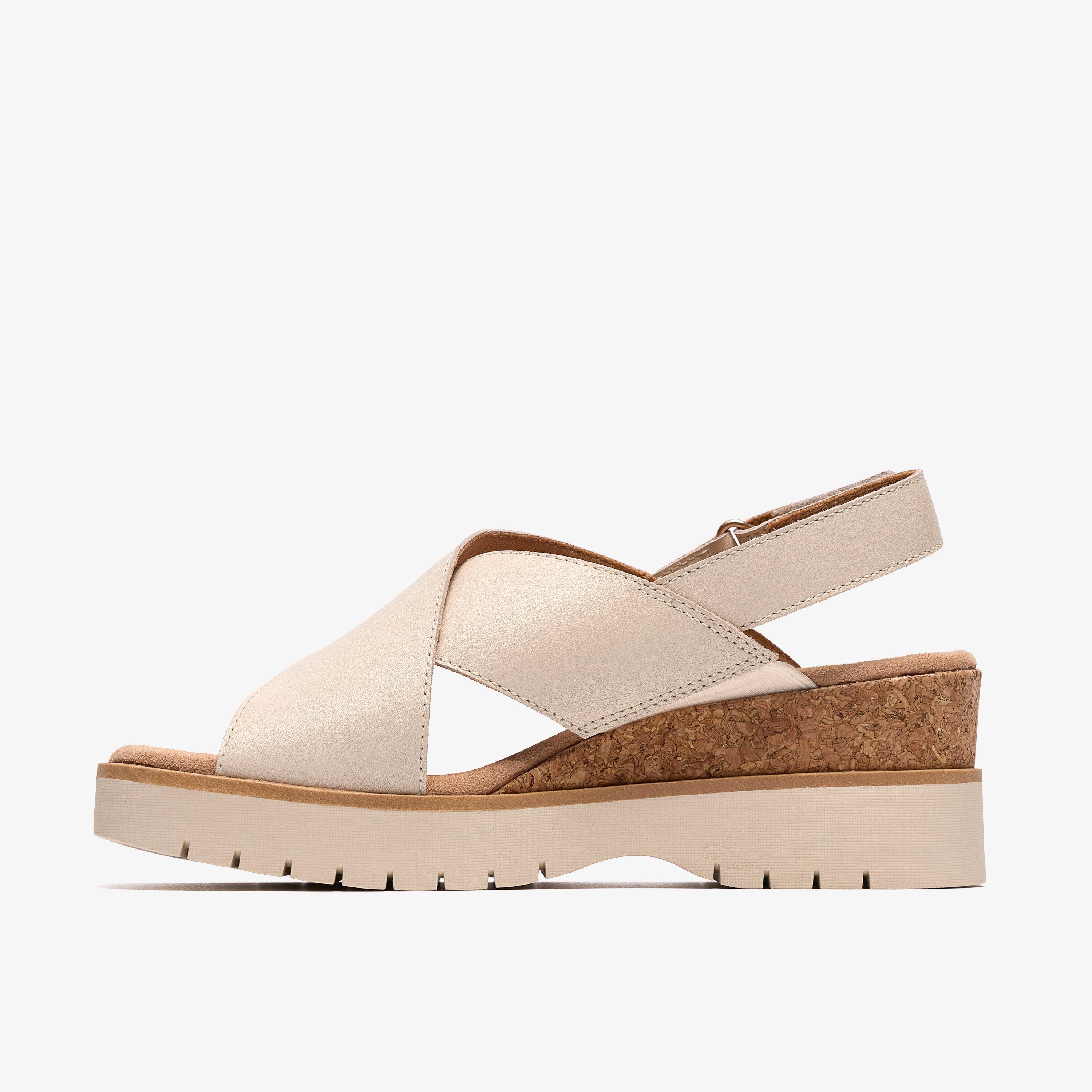 Diaz Cross Cream Leather Wedges, view 2 of 6
