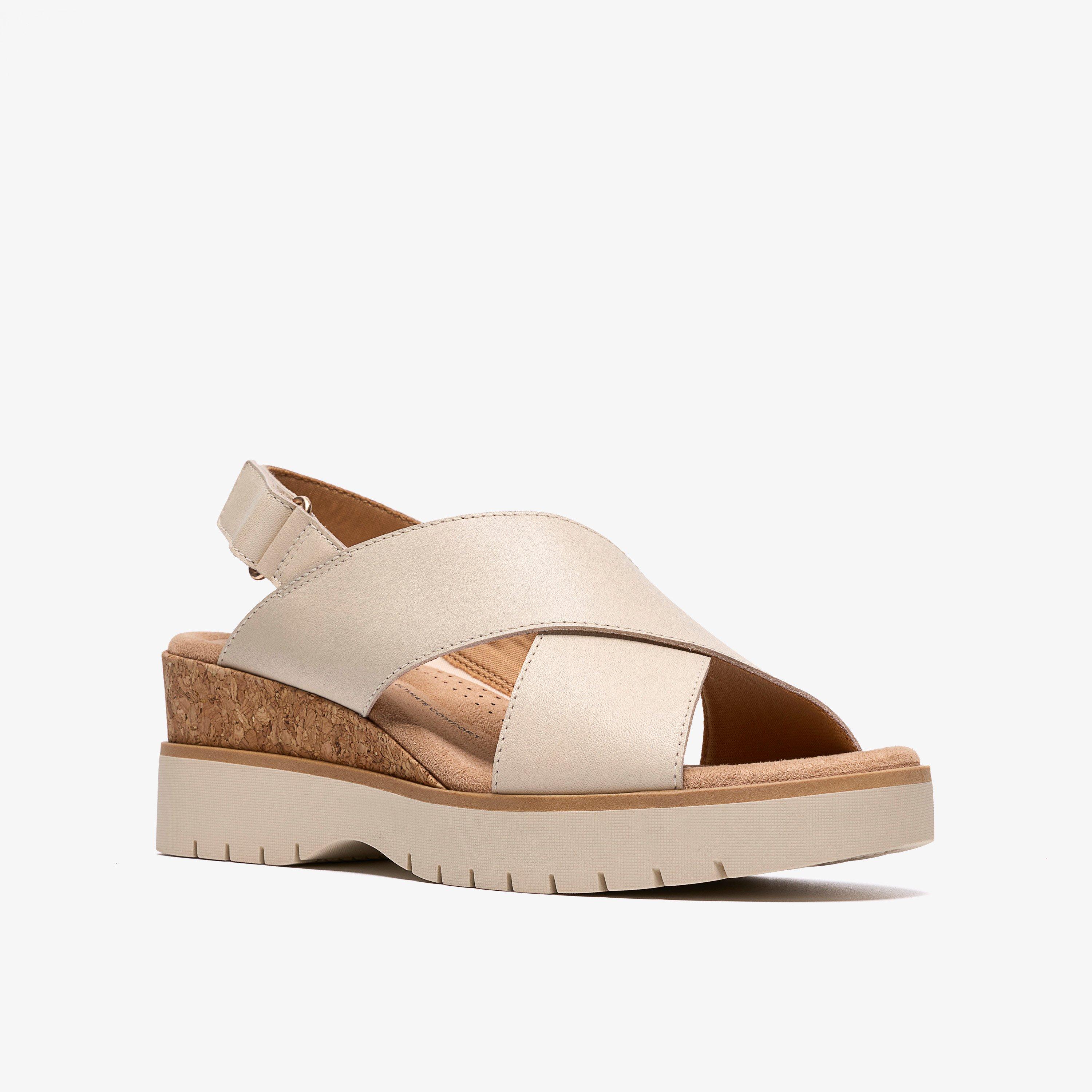 Diaz Cross Cream Leather Wedges, view 4 of 6