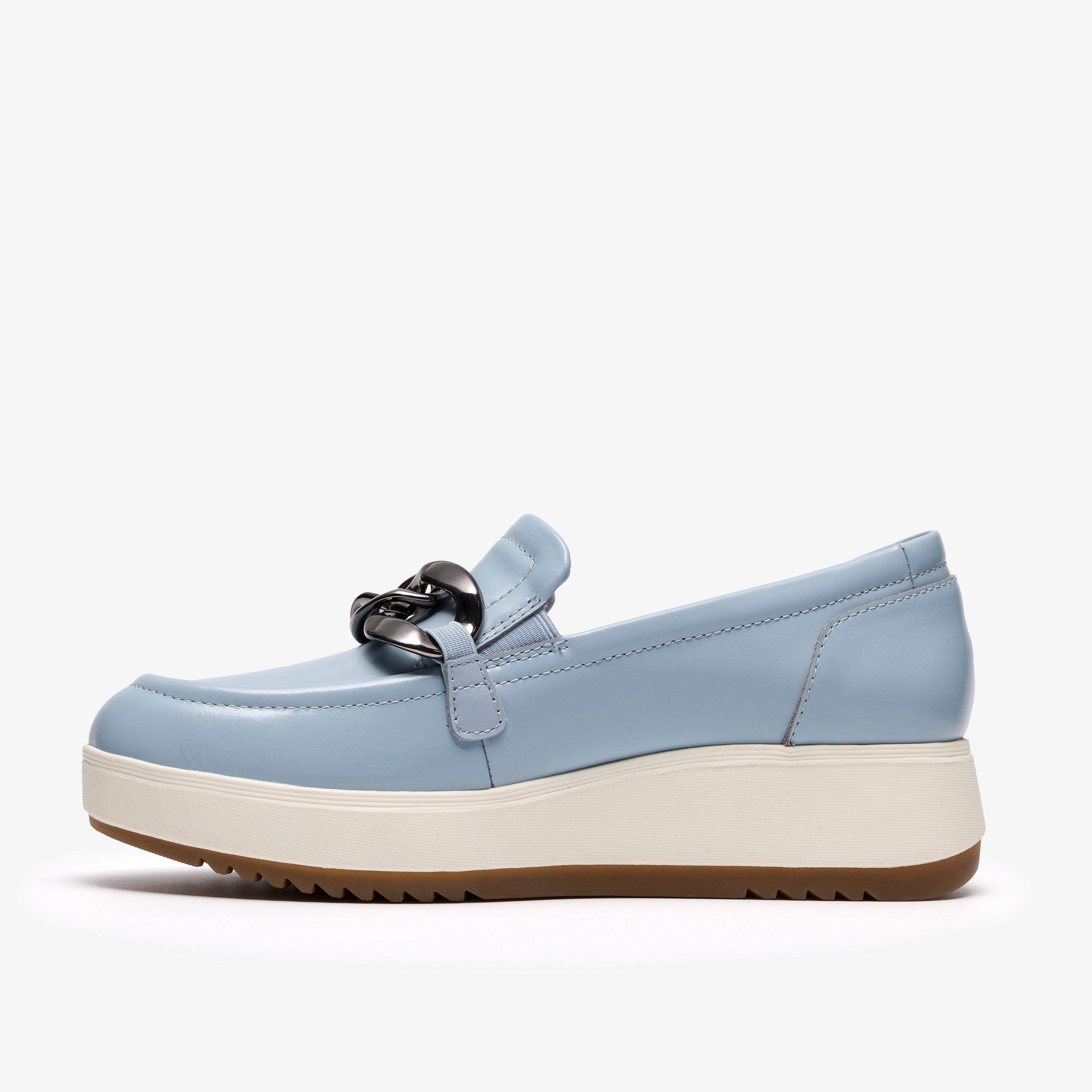 Zylah May Light Blue Leather Loafers Slip Ons, view 2 of 6