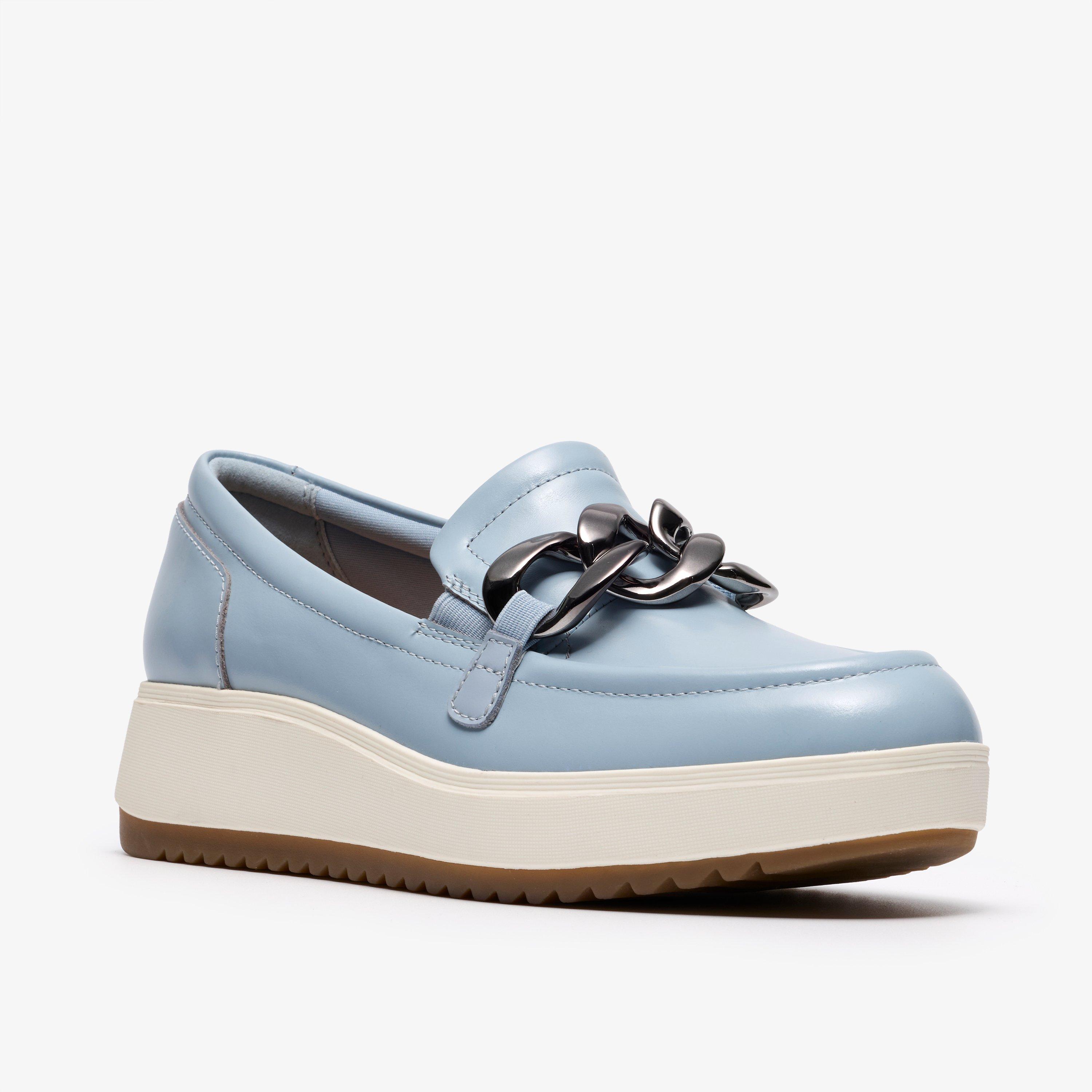 Zylah May Light Blue Leather Loafers Slip Ons, view 4 of 6
