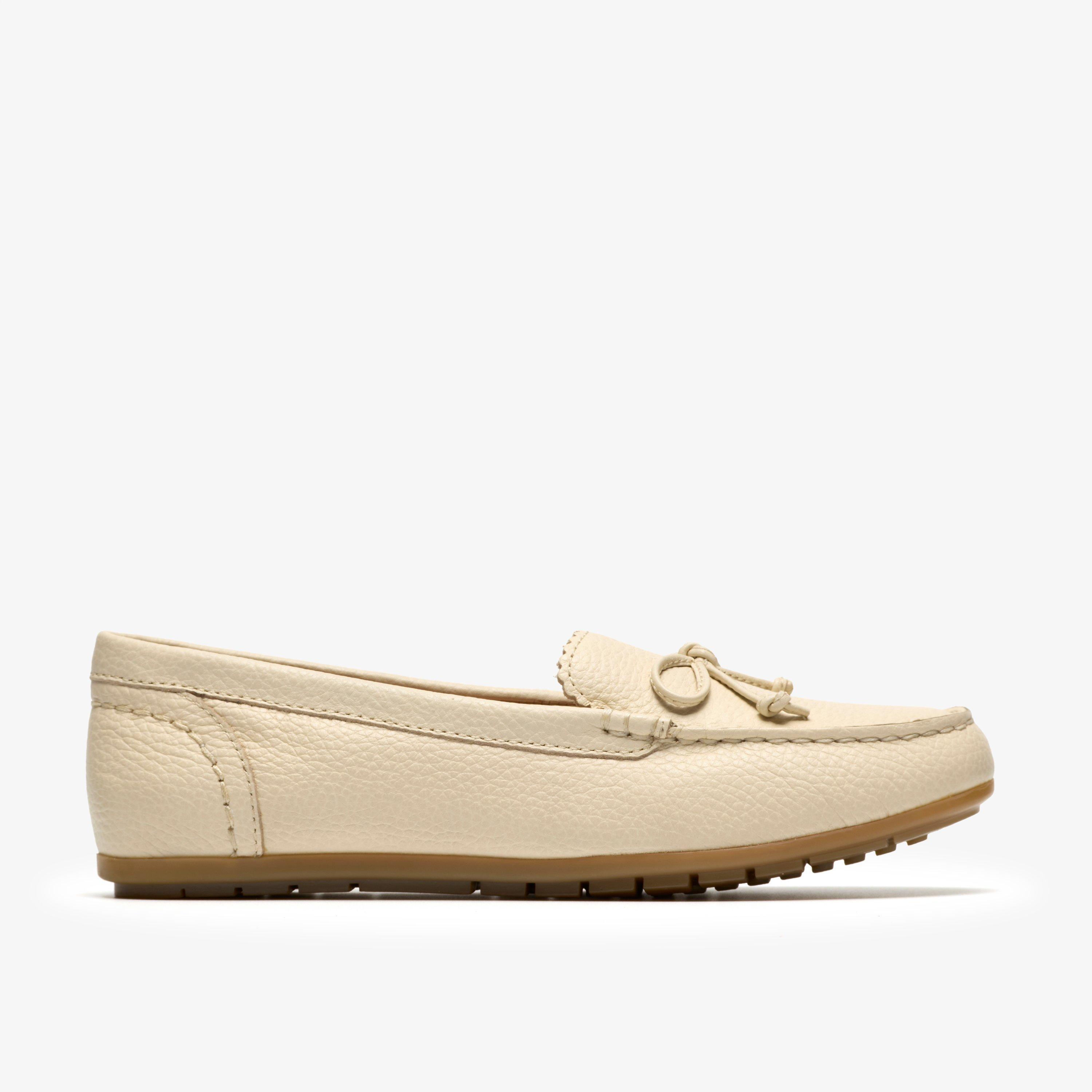 Elliotte Sail Cream Leather Moccasins Loafers Slip Ons, view 1 of 6
