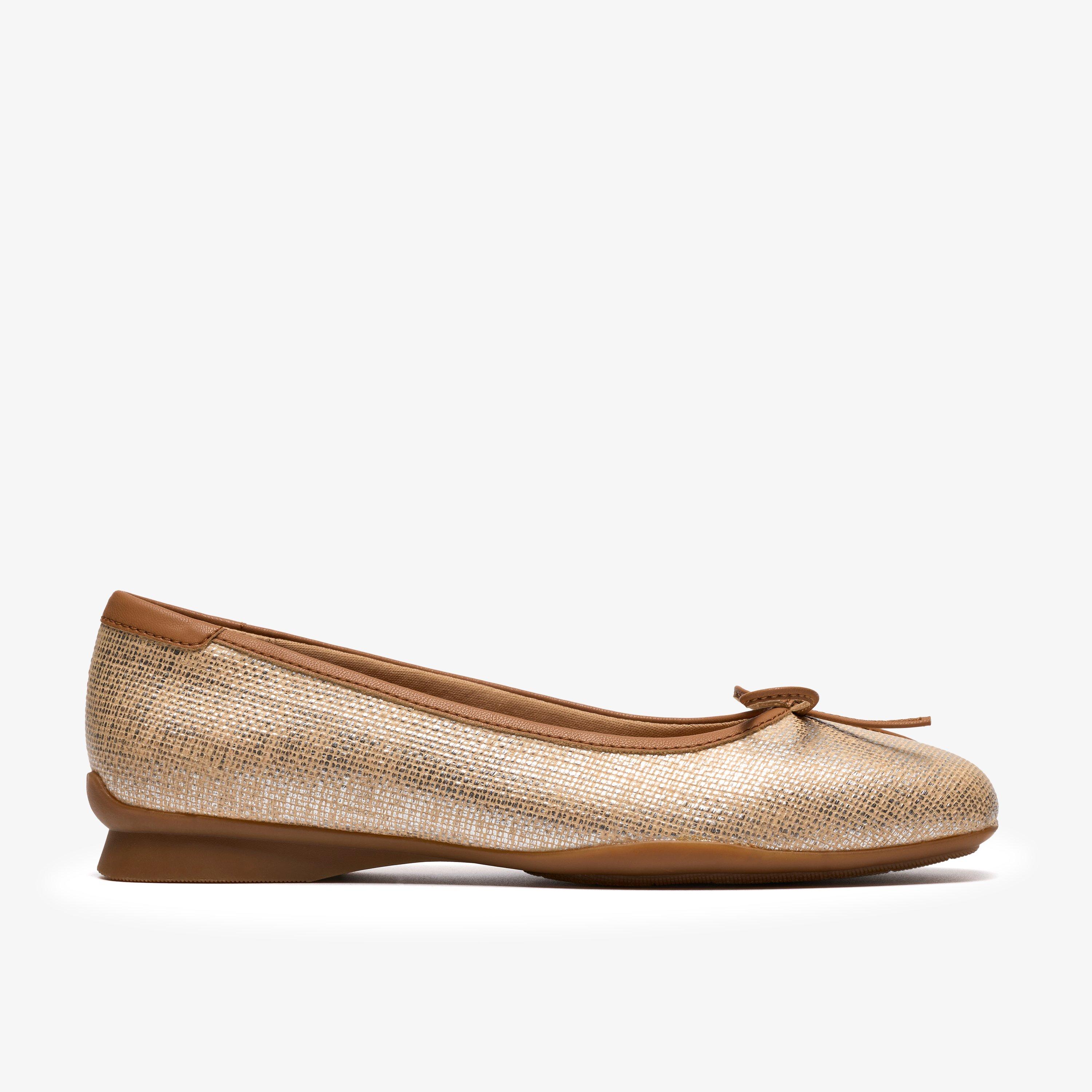 Jazmynn Bow Tan Interest Slip Ons Ballet Pumps, view 1 of 6