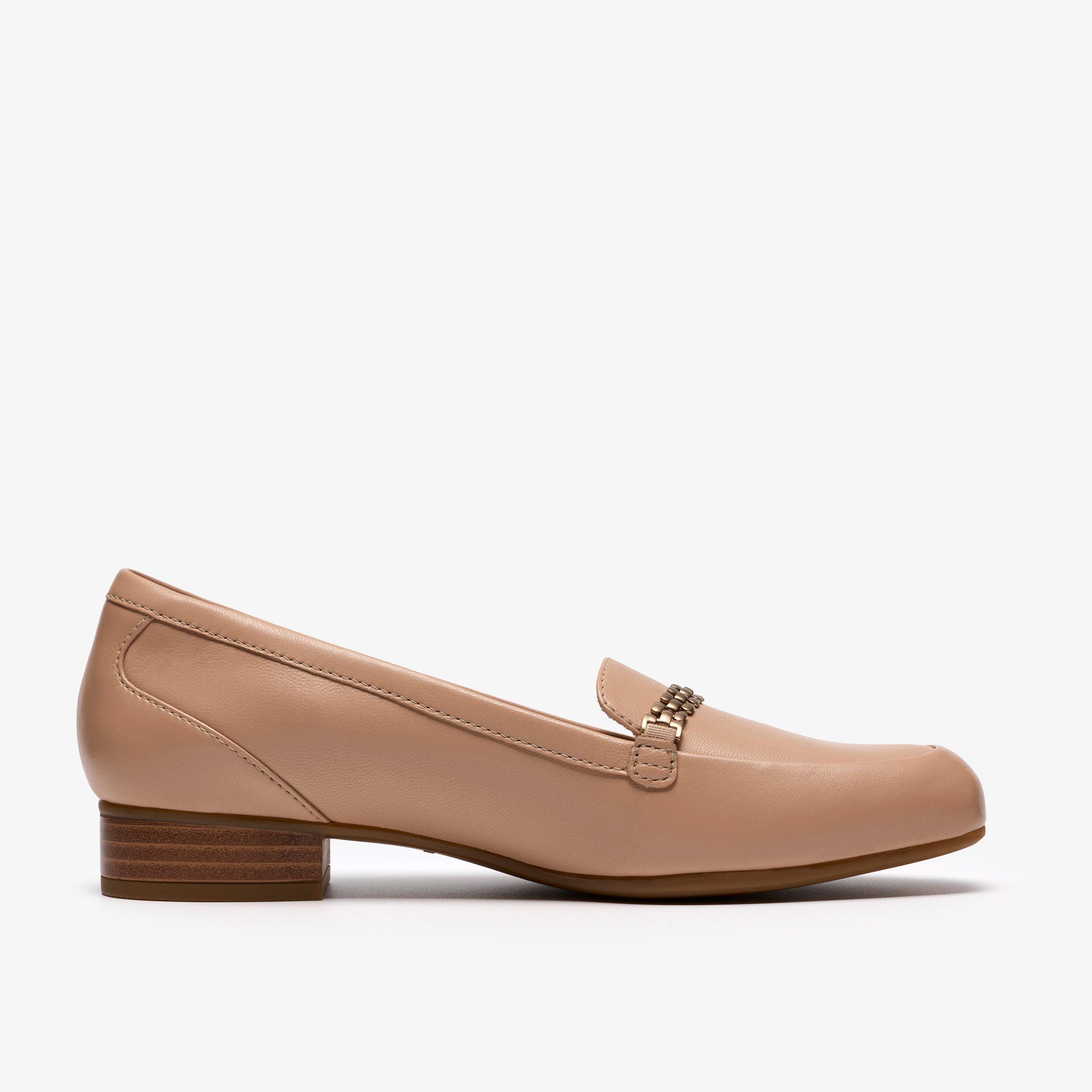 Juliet Mia Beige Leather Slip Ons Loafers, view 1 of 6