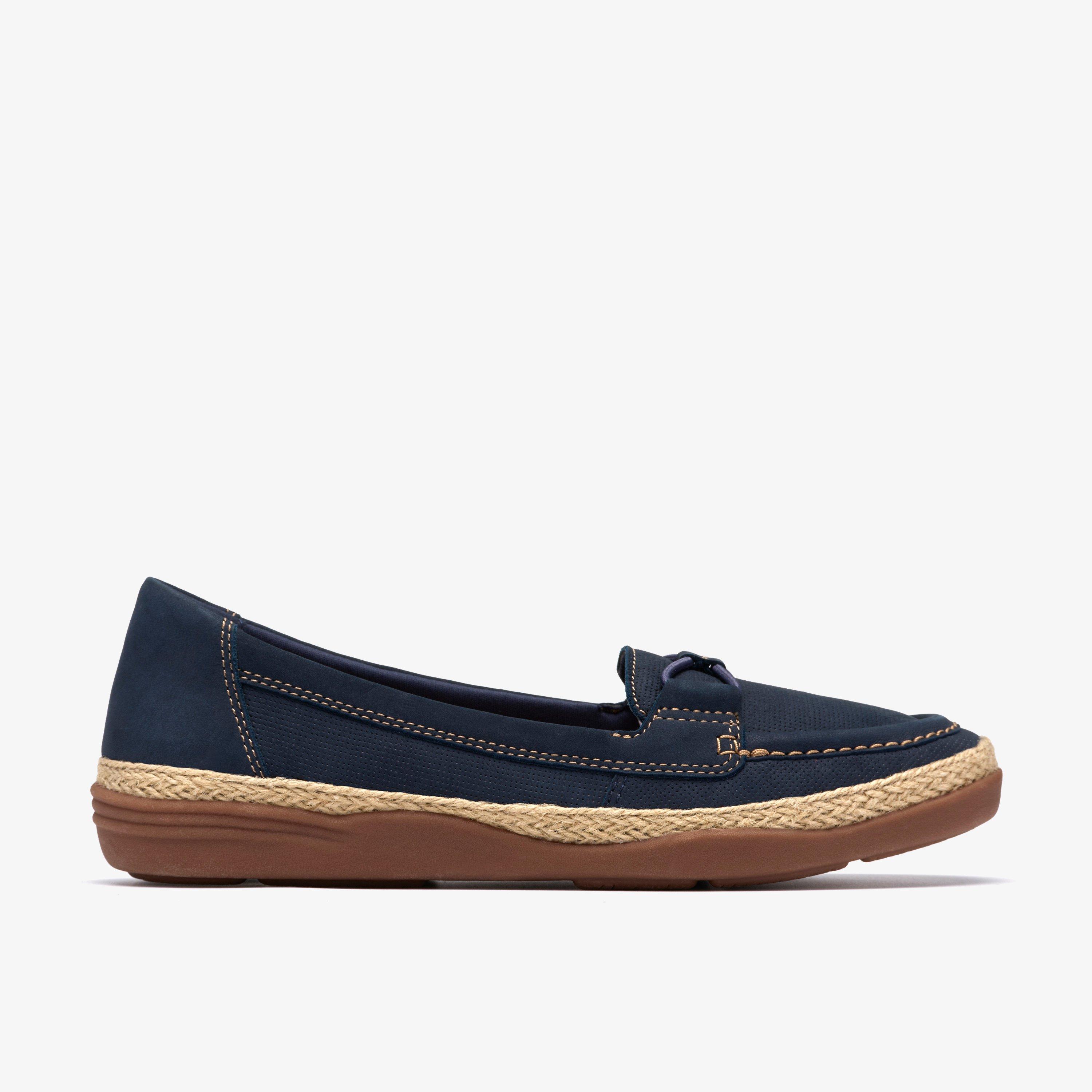 Elaina Milly Navy Nubuck Slip Ons Loafers, view 1 of 6