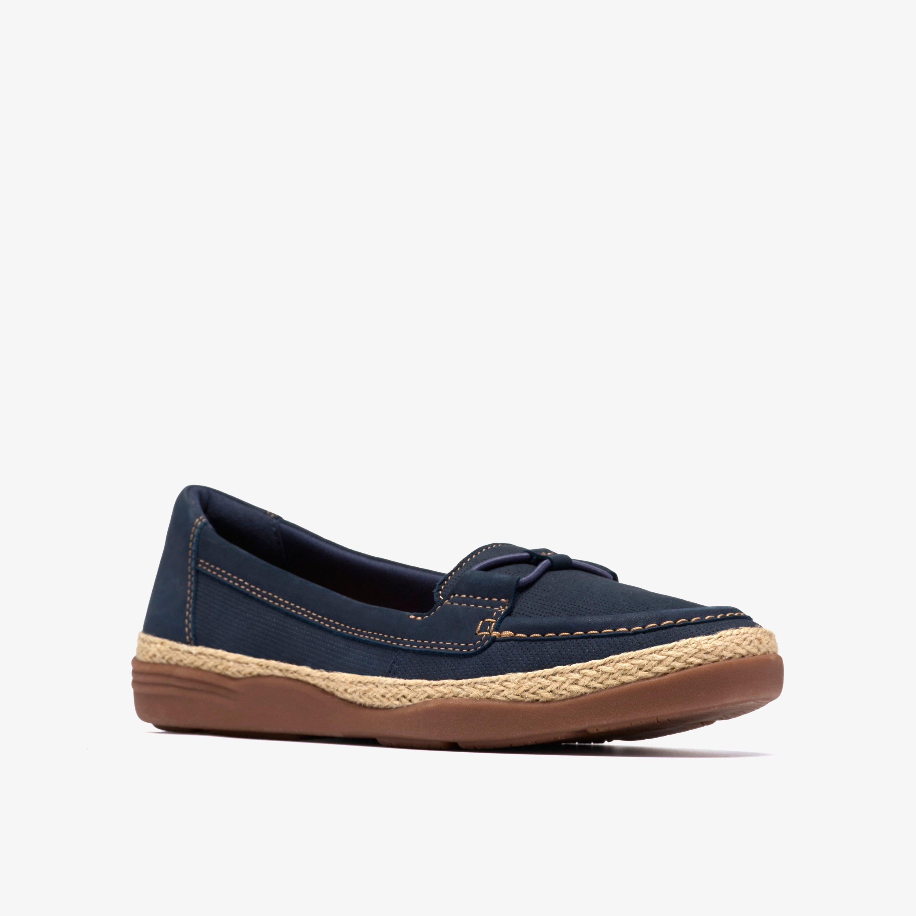 Elaina Milly Navy Nubuck Slip Ons Loafers, view 4 of 6