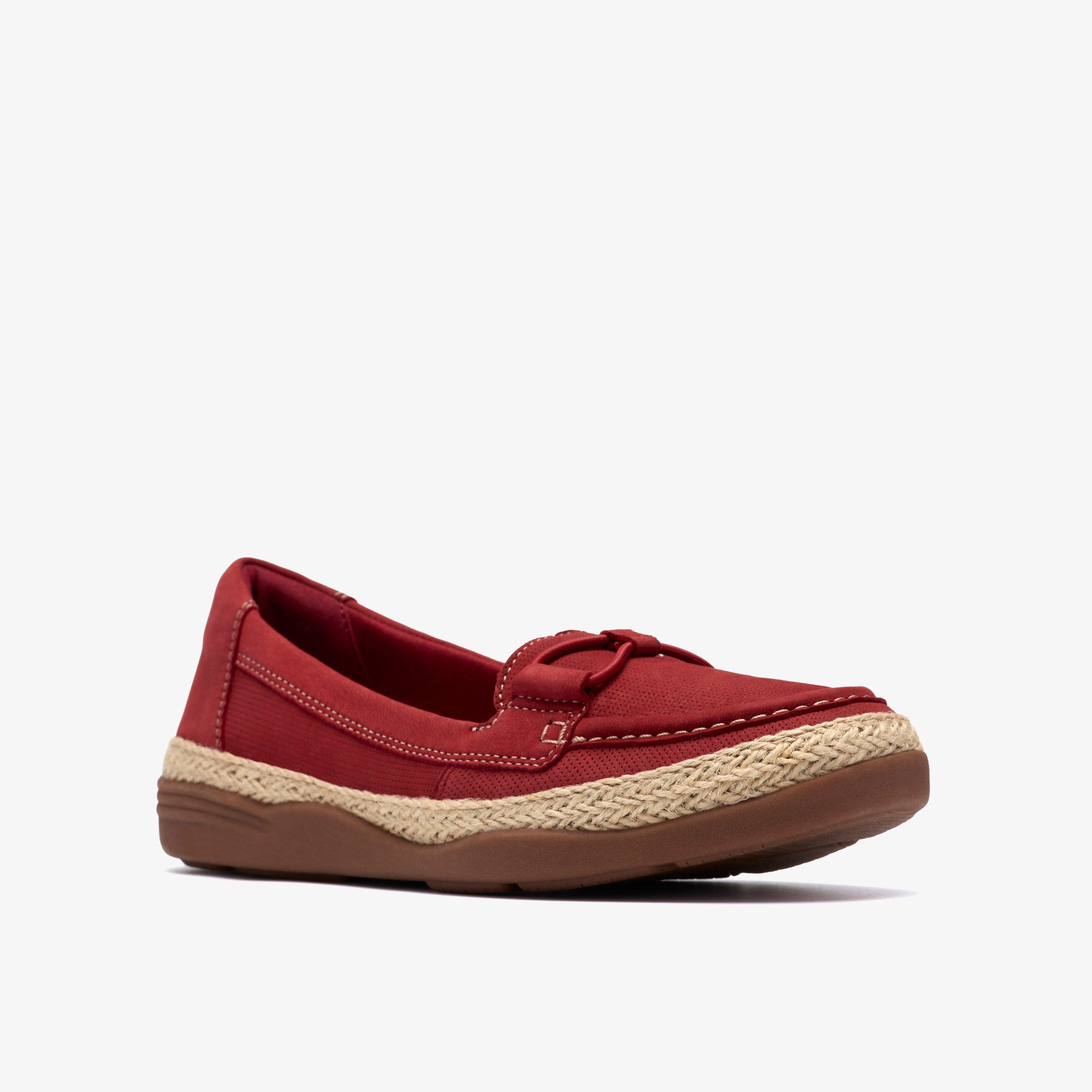 Elaina Milly Red Nubuck Slip Ons Loafers, view 4 of 6