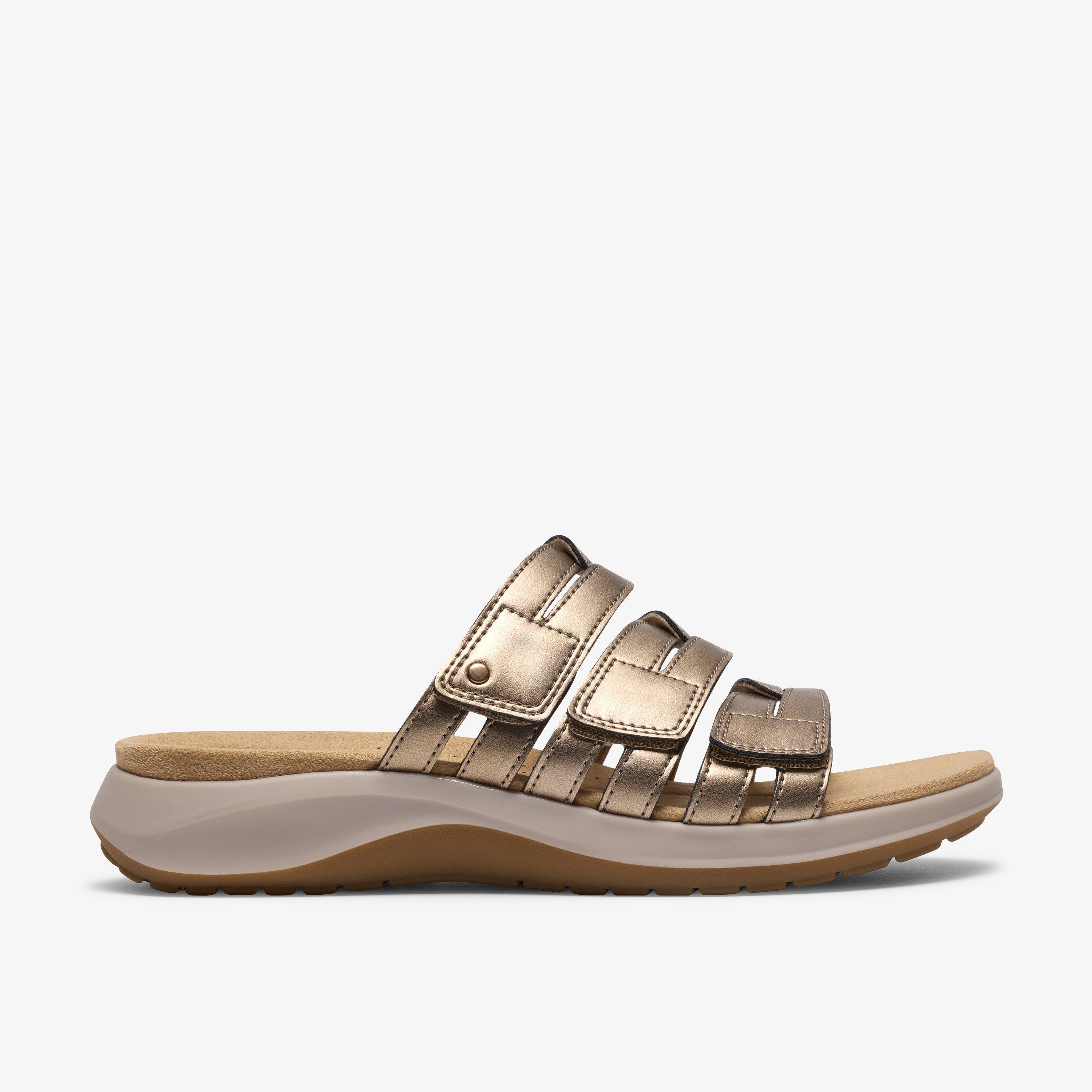 Maelynn Abby Gold Metallic Flat Sandals Strappy Sandals, view 1 of 7