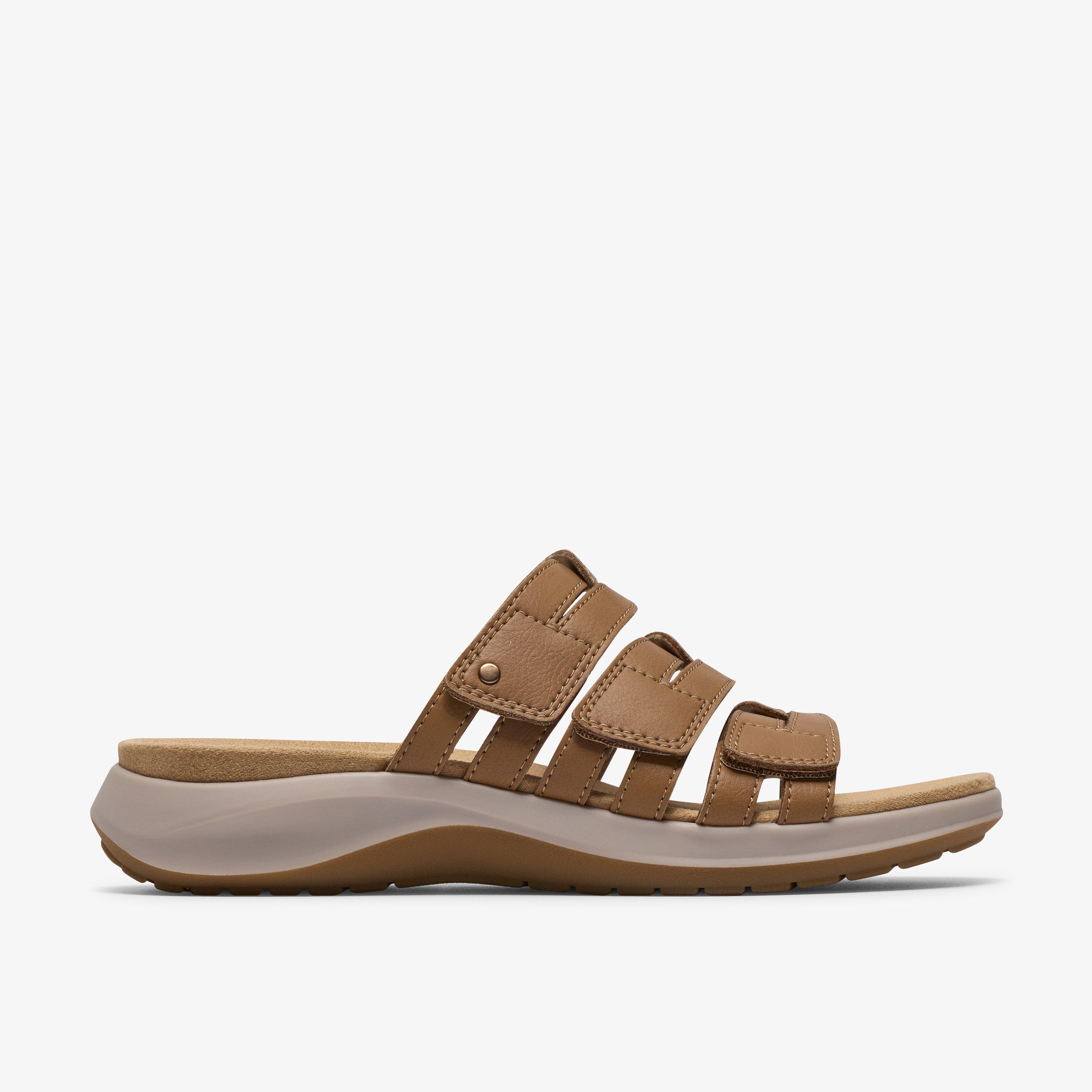 Maelynn Abby Tan Leather Flat Sandals, view 1 of 7