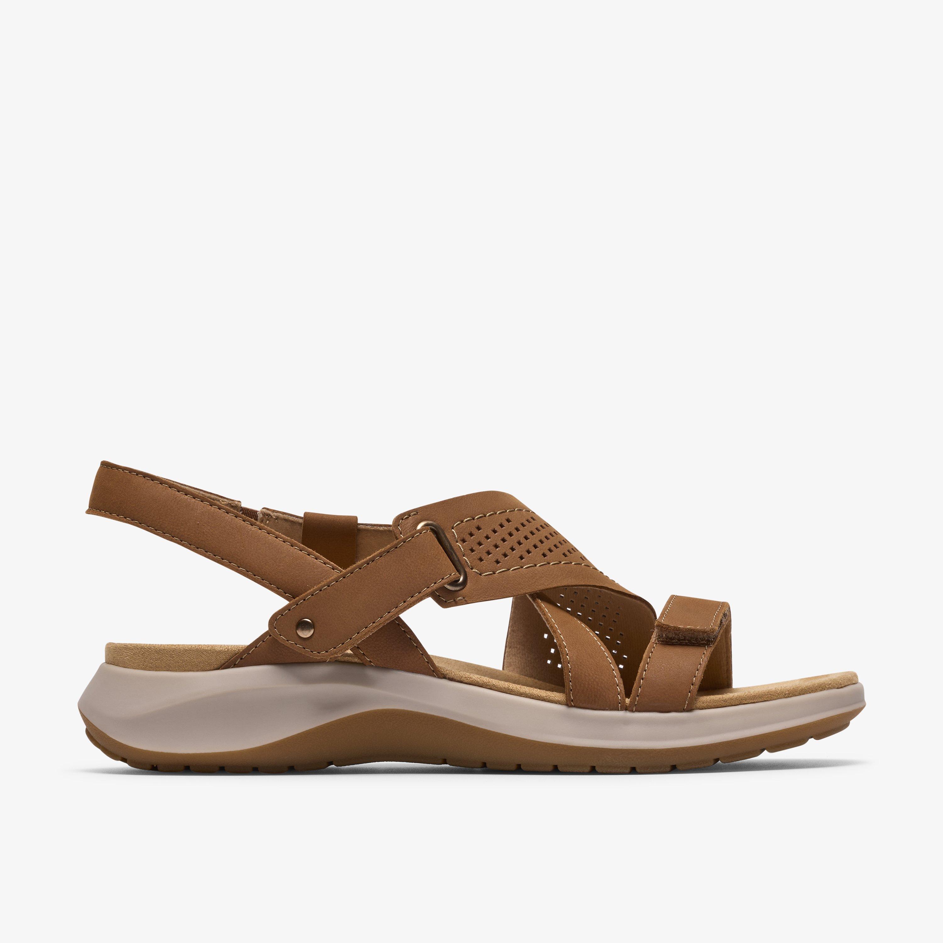 Maelynn Gem Tan Nubuck Flat Sandals Strappy Sandals, view 1 of 6