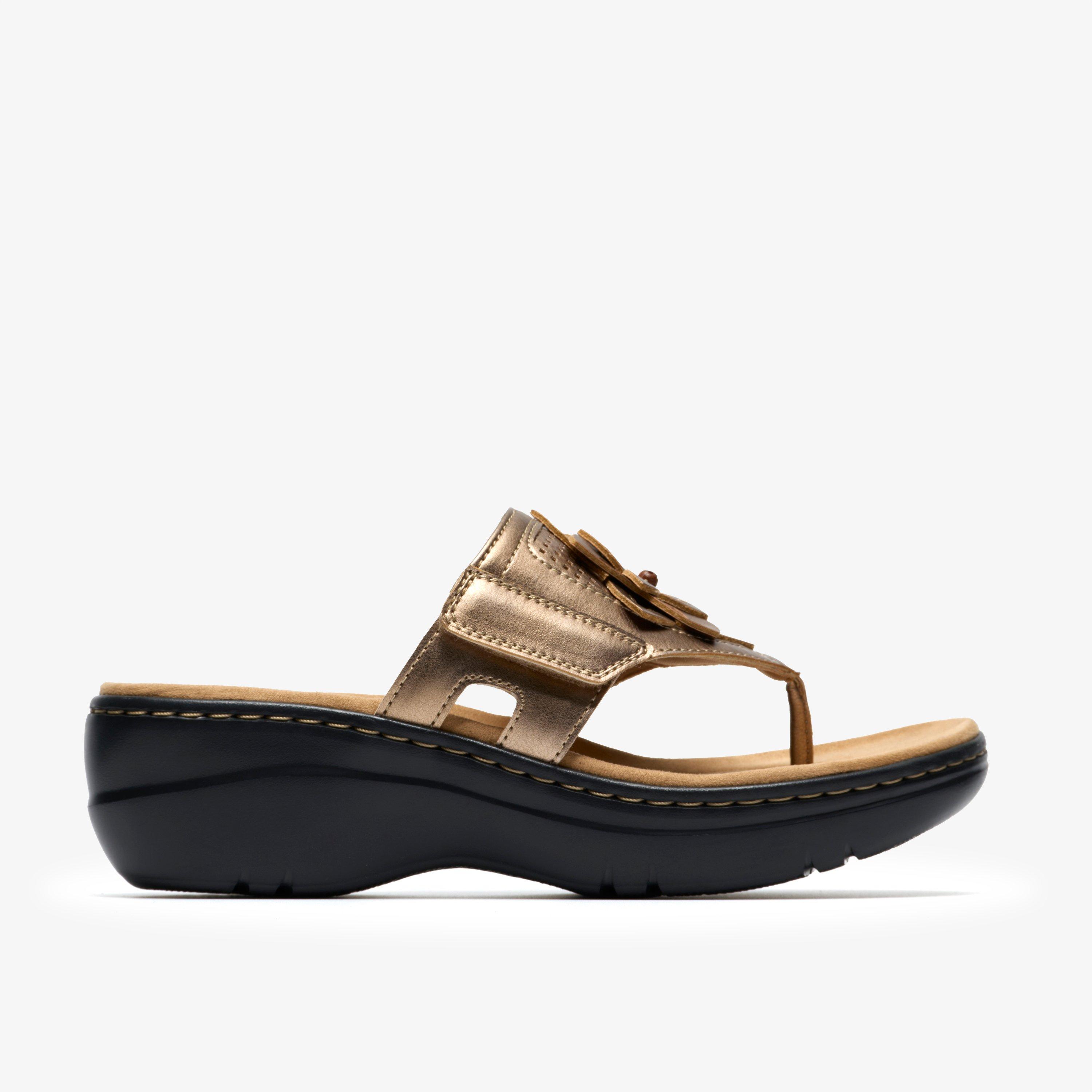 Merliah 2 Kyla Gold Metallic Wedges Flip Flops, view 1 of 6