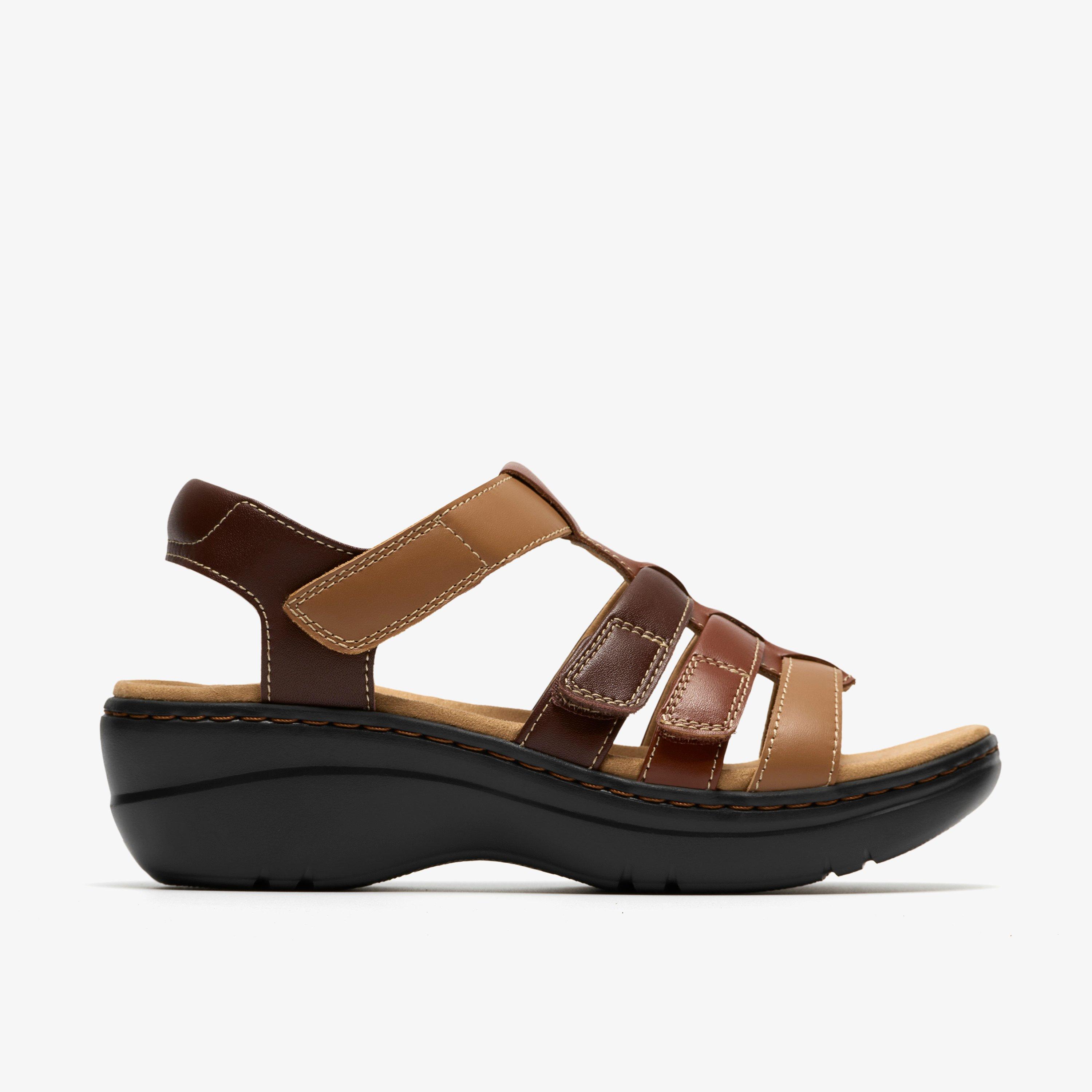 Merliah 2 Ruby Tan Combination Wedges Strappy Sandals, view 1 of 6