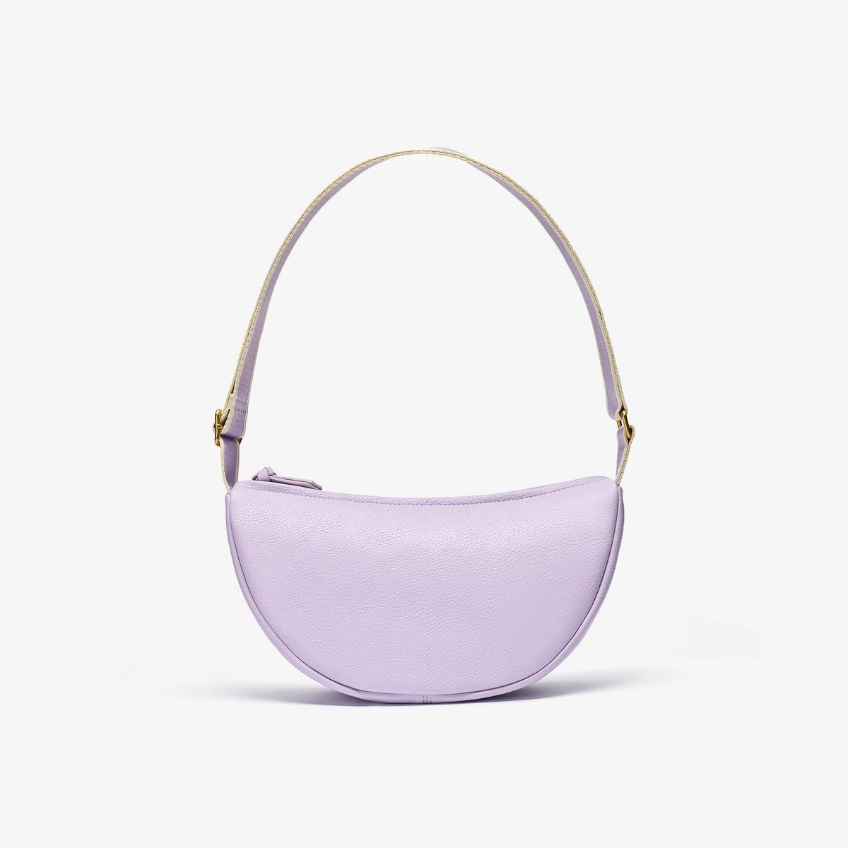 Leather Crescent Crossbody Bag  — Purple