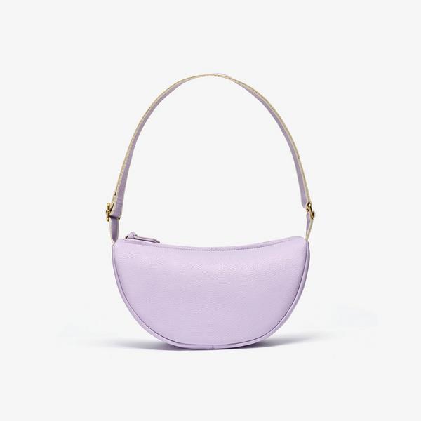 Leather Crescent Crossbody Bag  — Purple