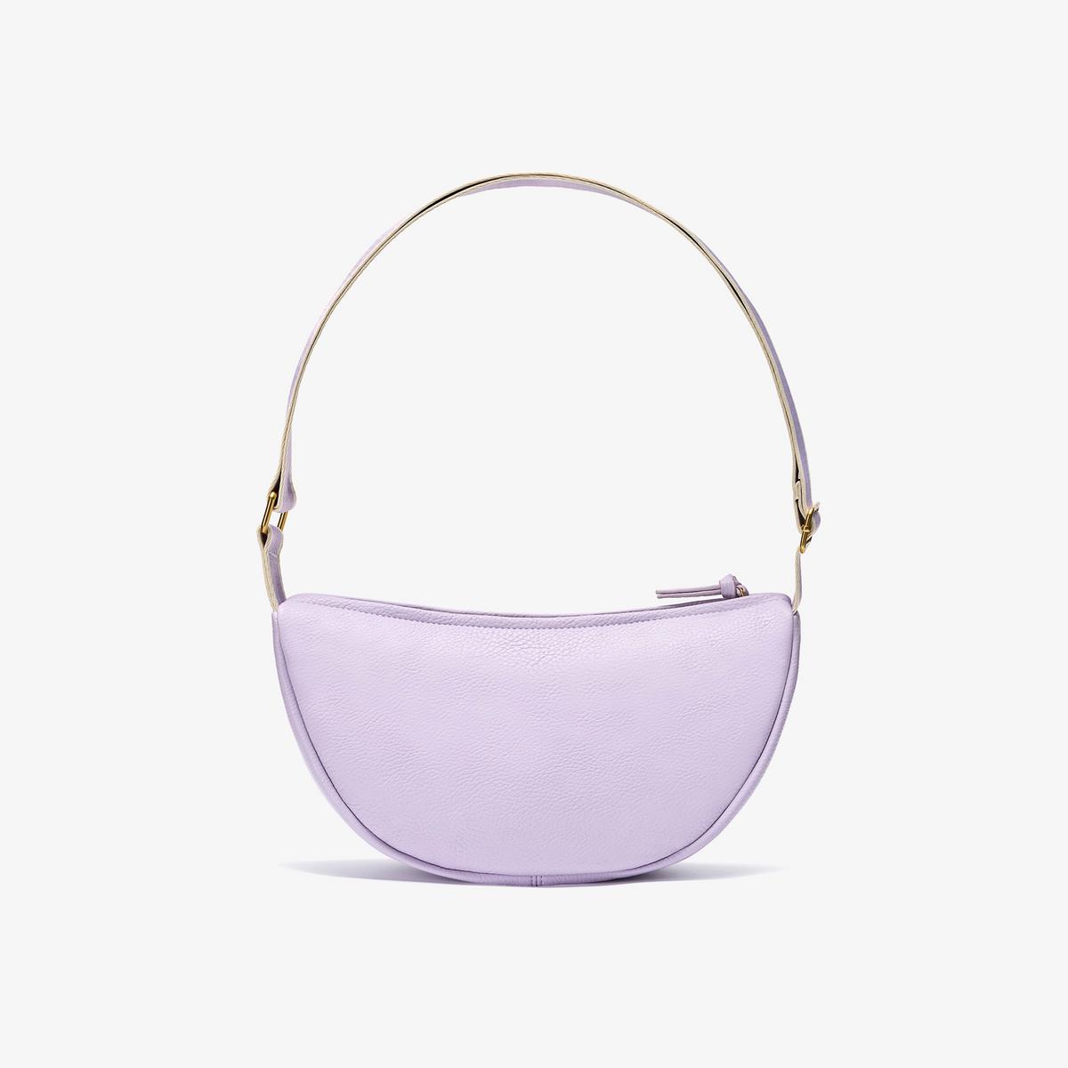 Leather Crescent Crossbody Bag  — Purple
