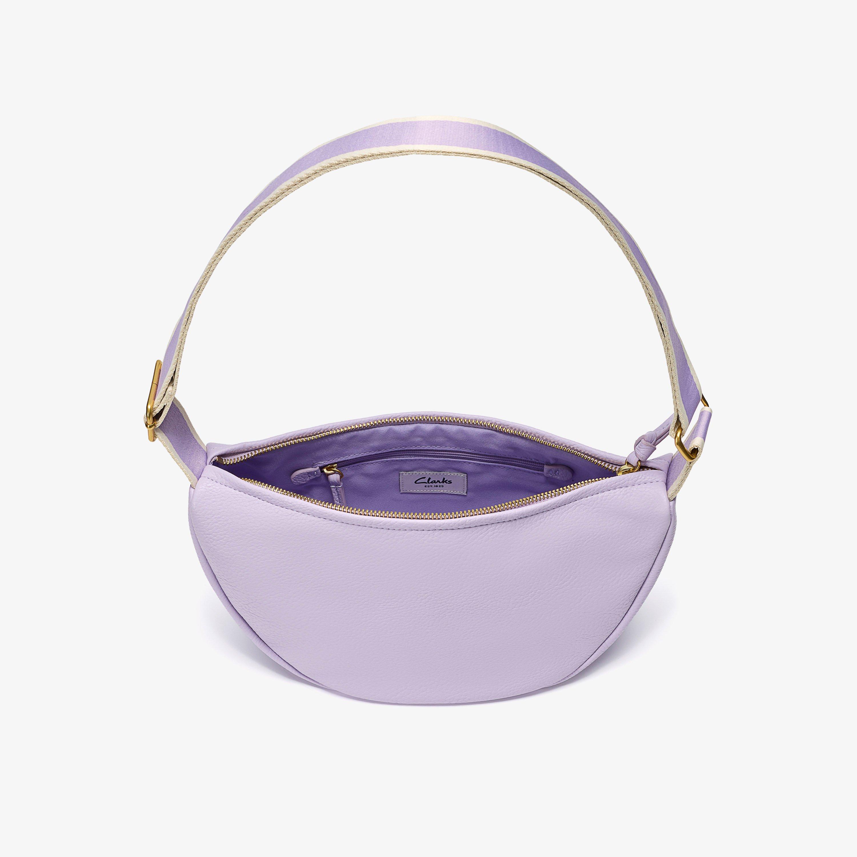 Leather Crescent Crossbody Bag  — Purple