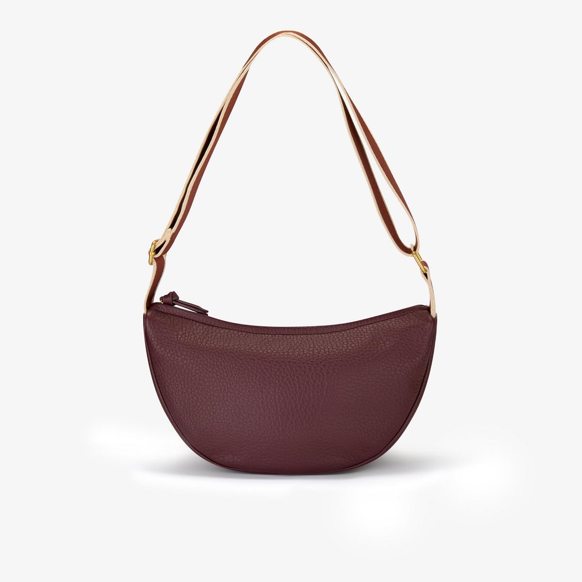 Leather Crescent Crossbody Bag  — Red