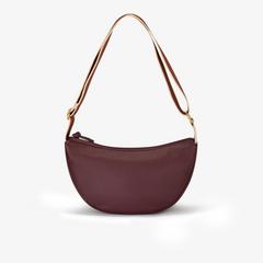 Leather Crescent Crossbody Bag  — Red 1
