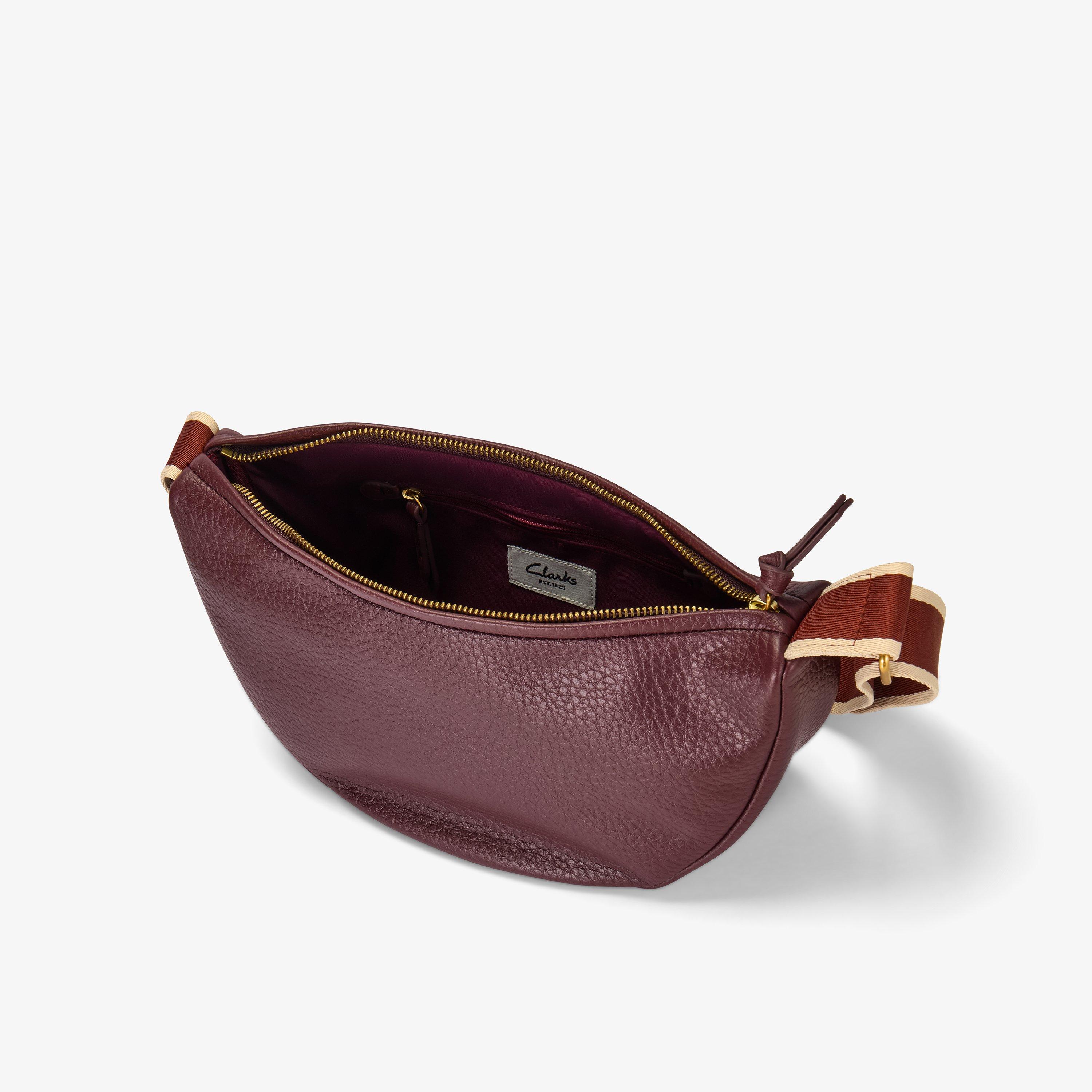 Leather Crescent Crossbody Bag  — Red