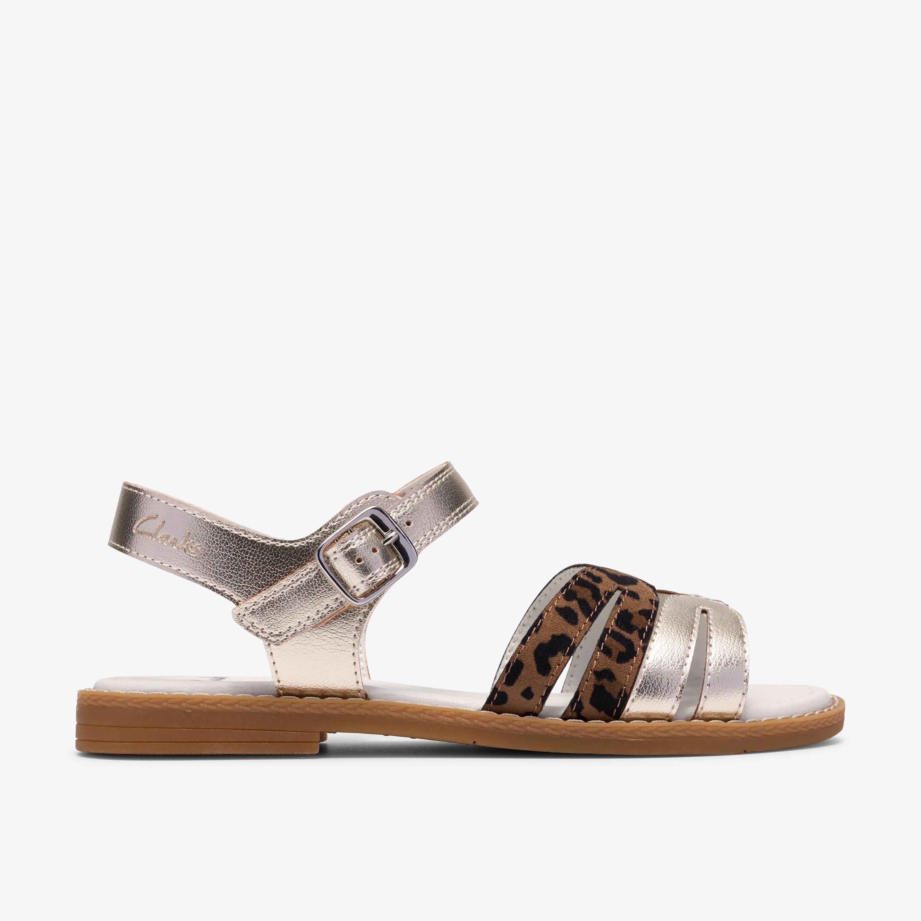 Luana Dress Kid Leopardenprint Flache Sandalen Zweiteilige Sandalen, view 1 of 6