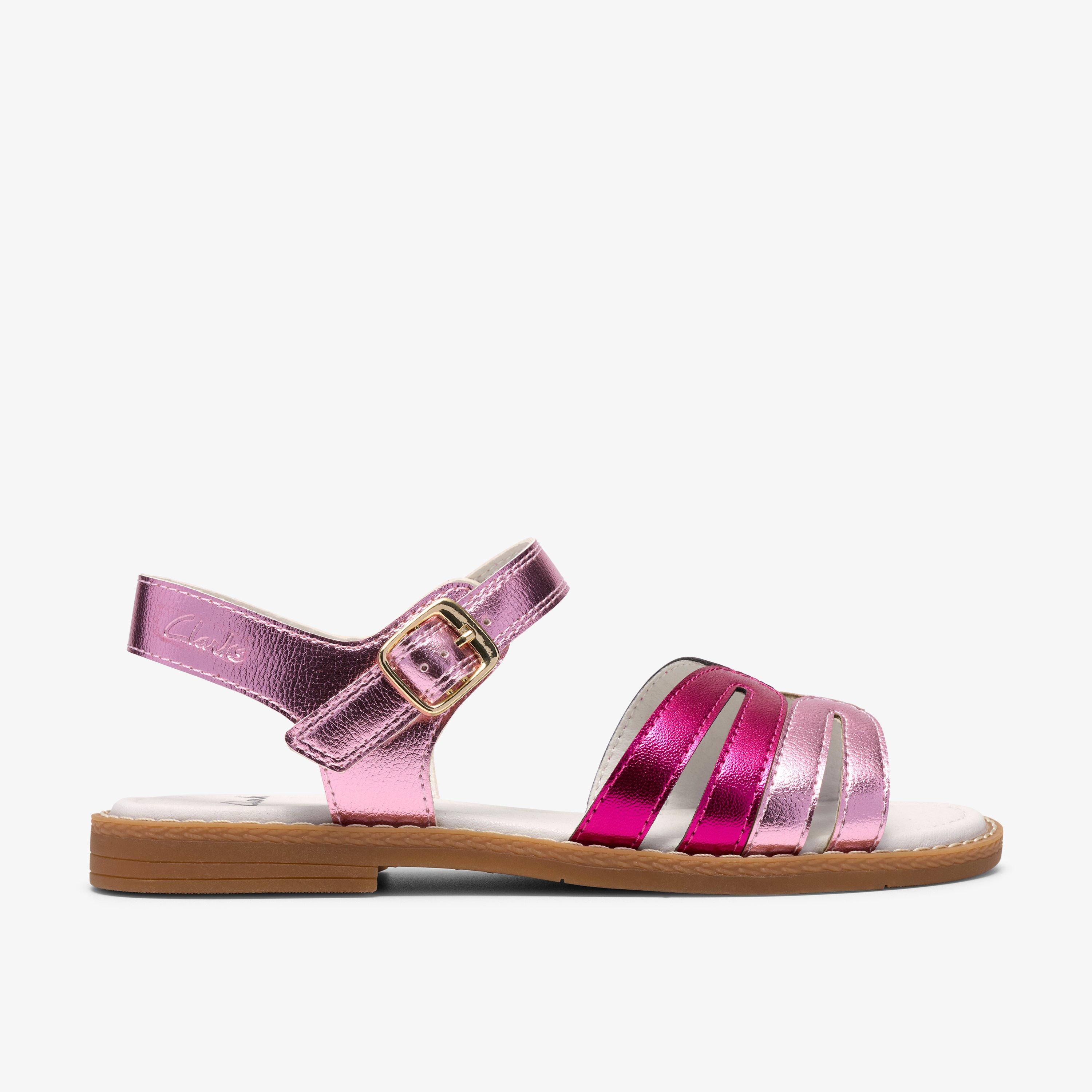 Luana Dress Kid Rosa Kombination Flache Sandalen Zweiteilige Sandalen, view 1 of 6