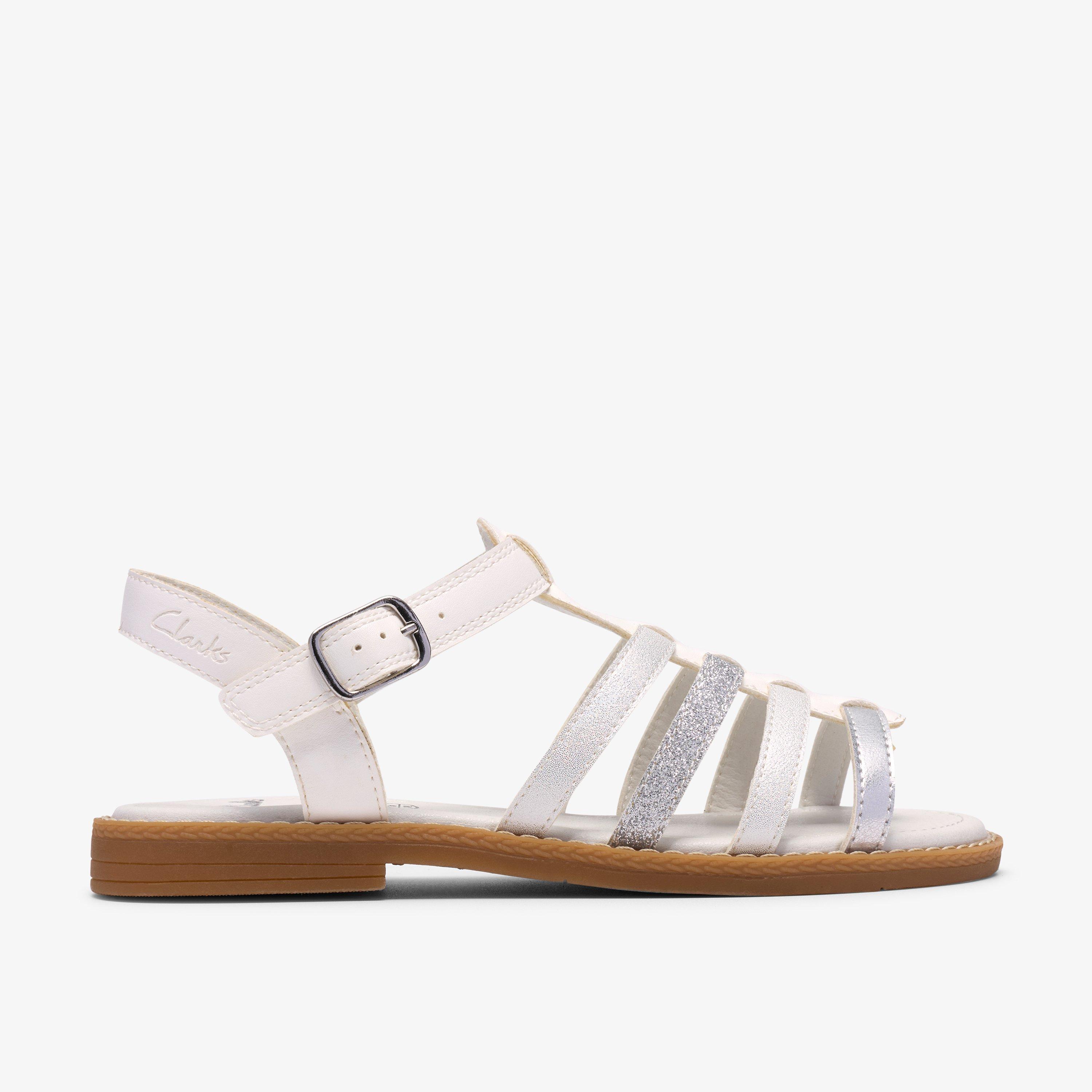 Luana Hope Kid White Combination Flat Sandals T-Bar Sandals, view 1 of 6
