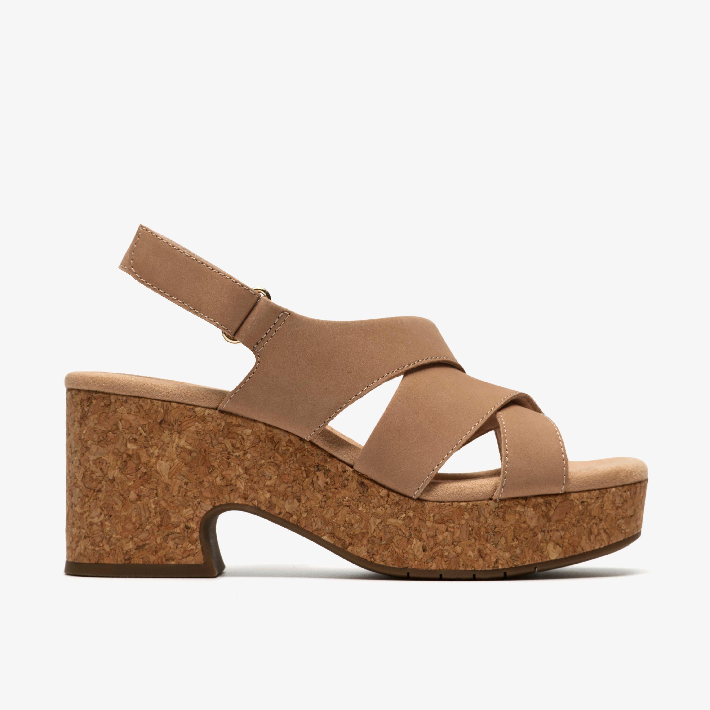 Nerisa Grace Sand Nubuck Heeled Sandals Wedge Sandals, view 1 of 6