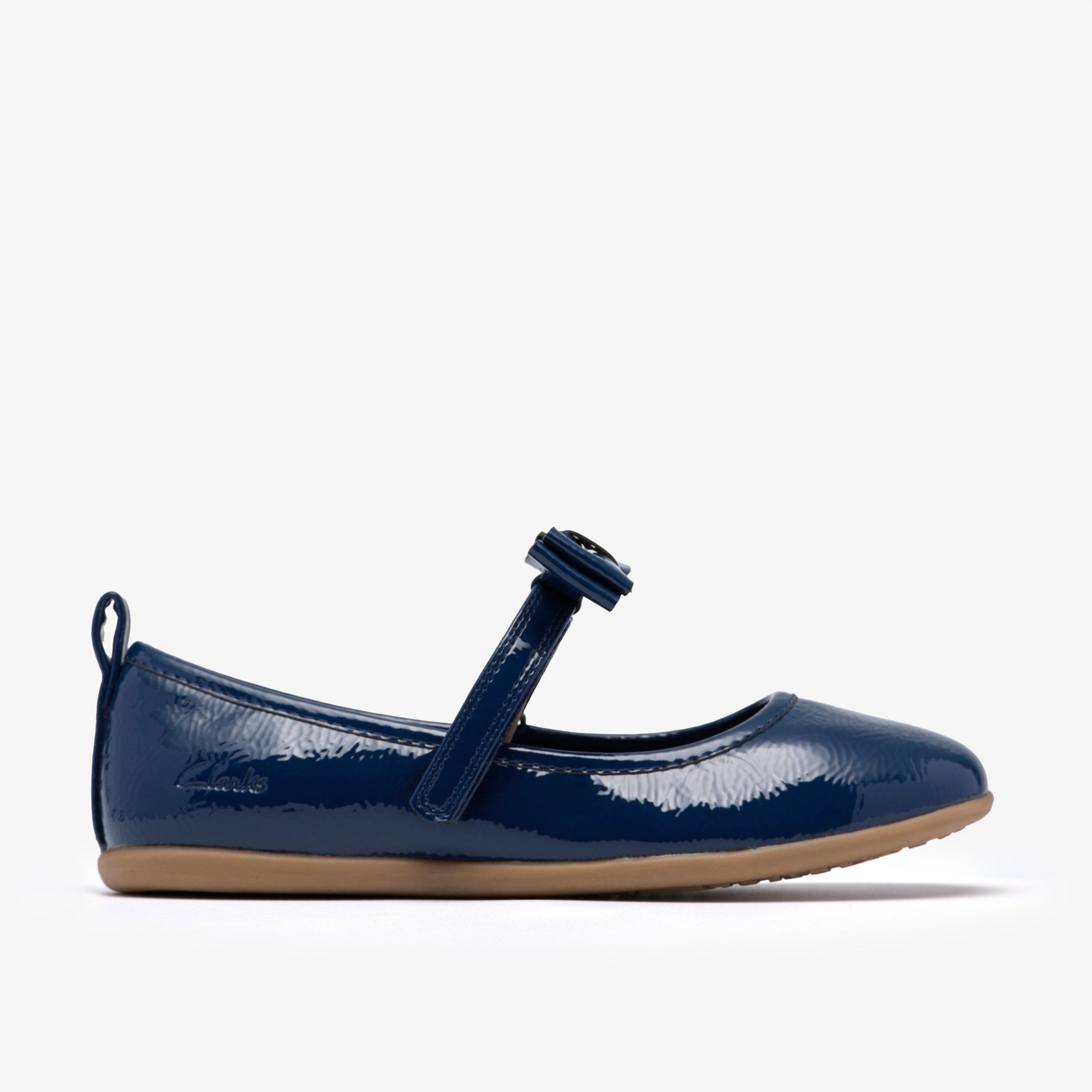 Charm Bow Kid Navy Patent Pumps Bar Shoes Slip Ons Ballet Pumps, view 1 of 6