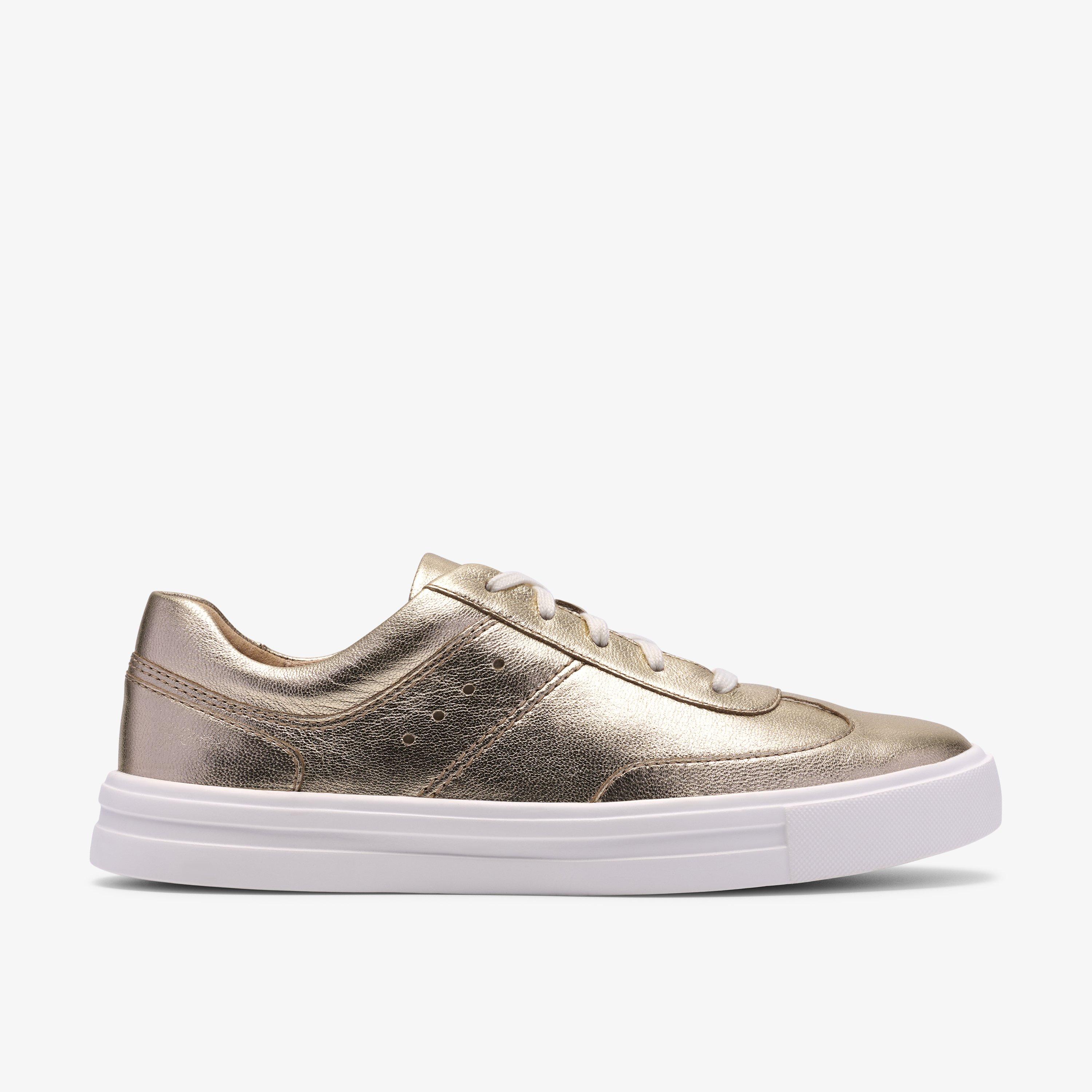 Makea Court Gold Leather Trainers, view 1 of 6